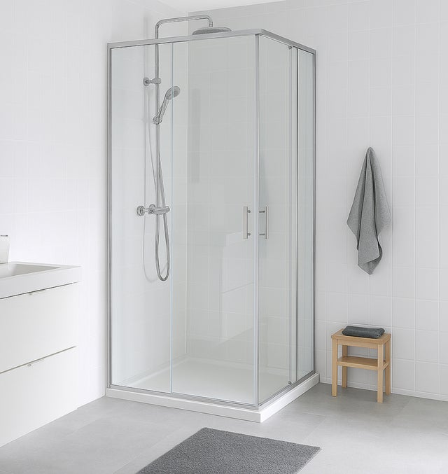 MAMPARA DE DUCHA ANGULAR CORREDERA ROCA VICTORIA PLUS 80cm PLATA