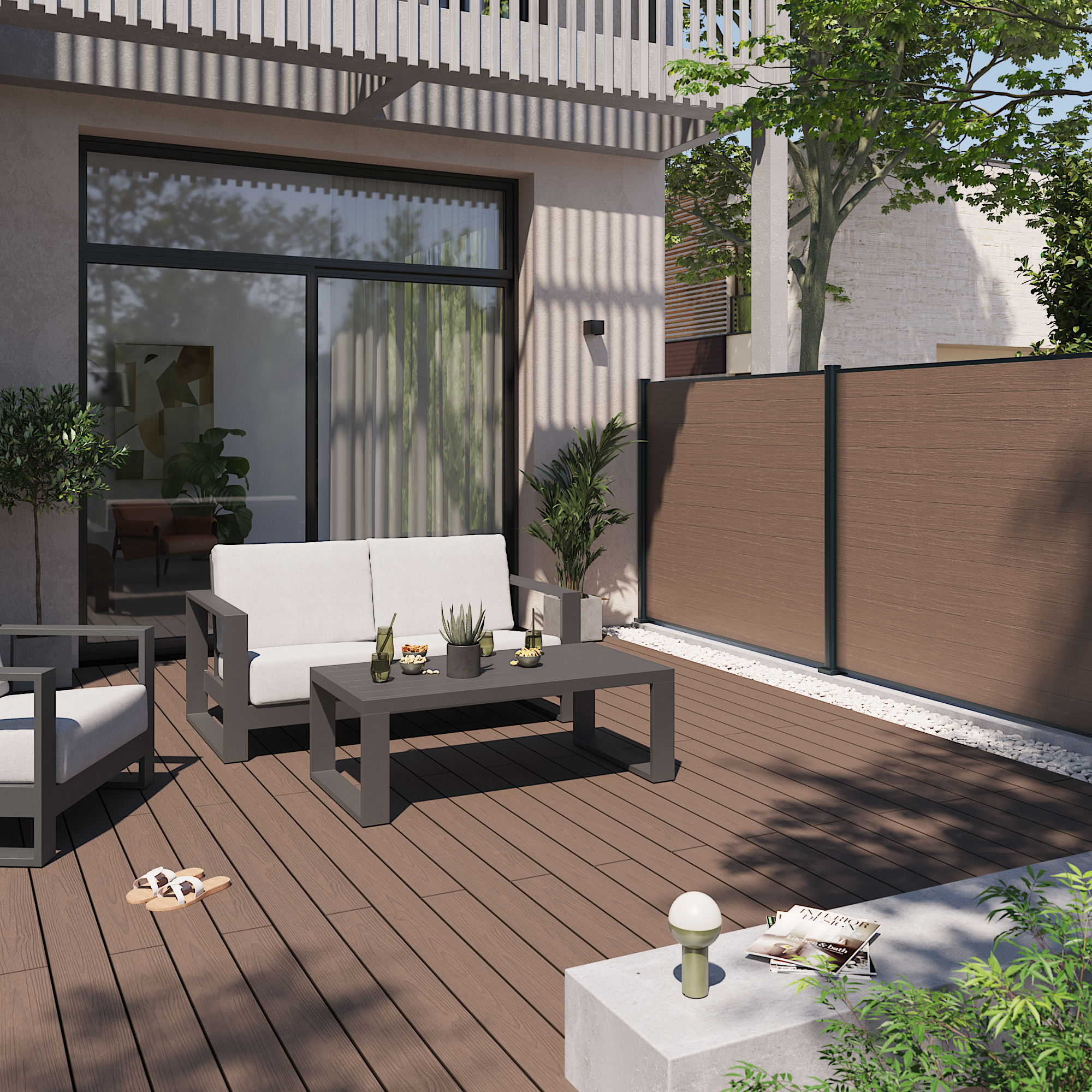 Cadeirão de jardim com almofada cinza escuro Athena Naterial - 5