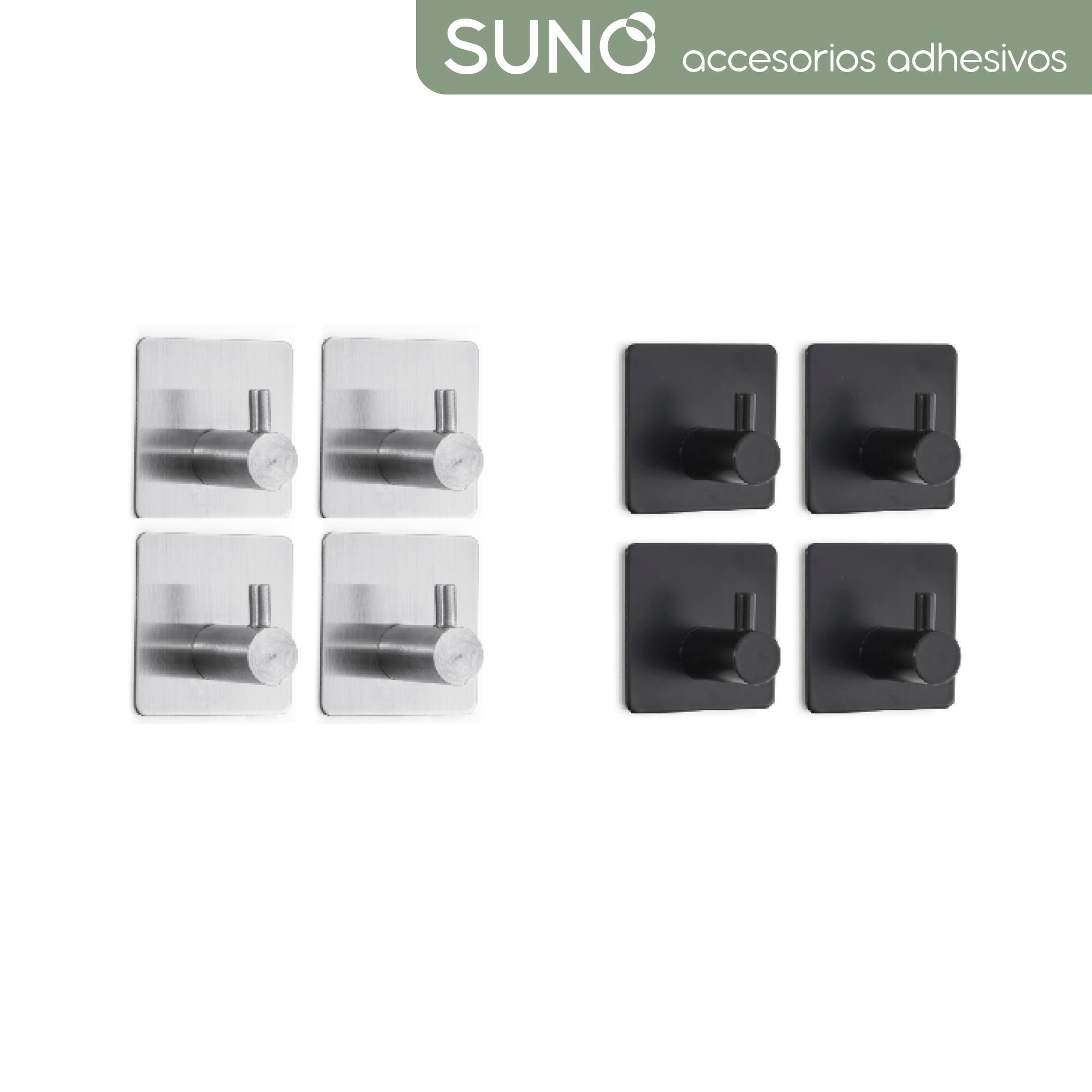 Percha adhesiva Suno Banydea cromo cepillado 4uds - 5