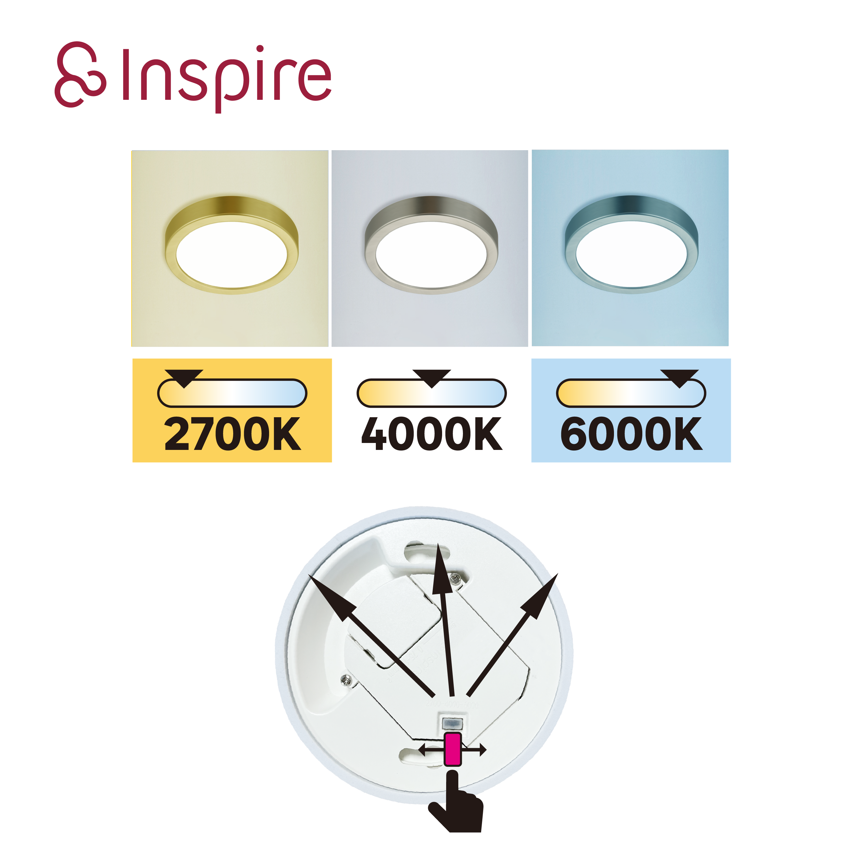 Spot à fixer LED Sanoa, D.12 cm, variations blancs et intensité, INSPIRE acier - 2