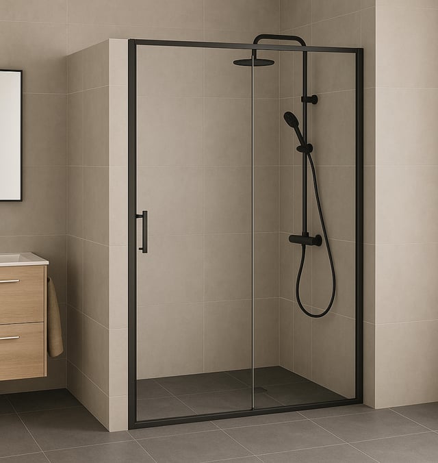 MAMPARA DE DUCHA FRONTAL 130cm. ROCA VICTORIA PLUS NEGRA