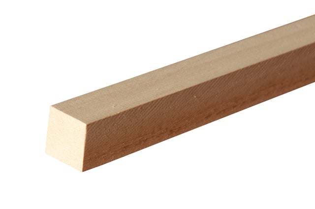 Listón de madera de ayous cepillada de color natural de 28x28mm x 2.4m