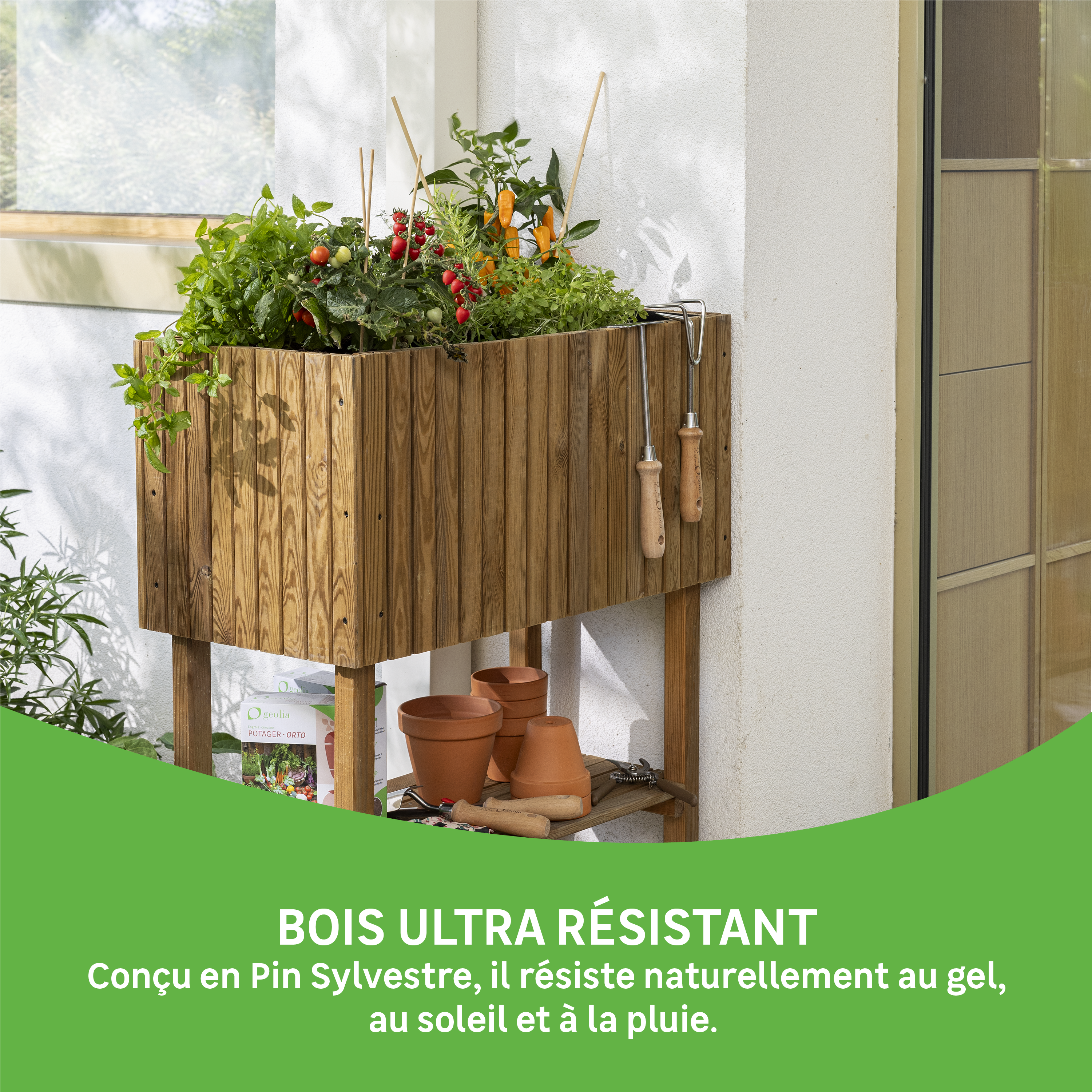 Potager sur pied bois x H.80 cm GEOLIA - 3