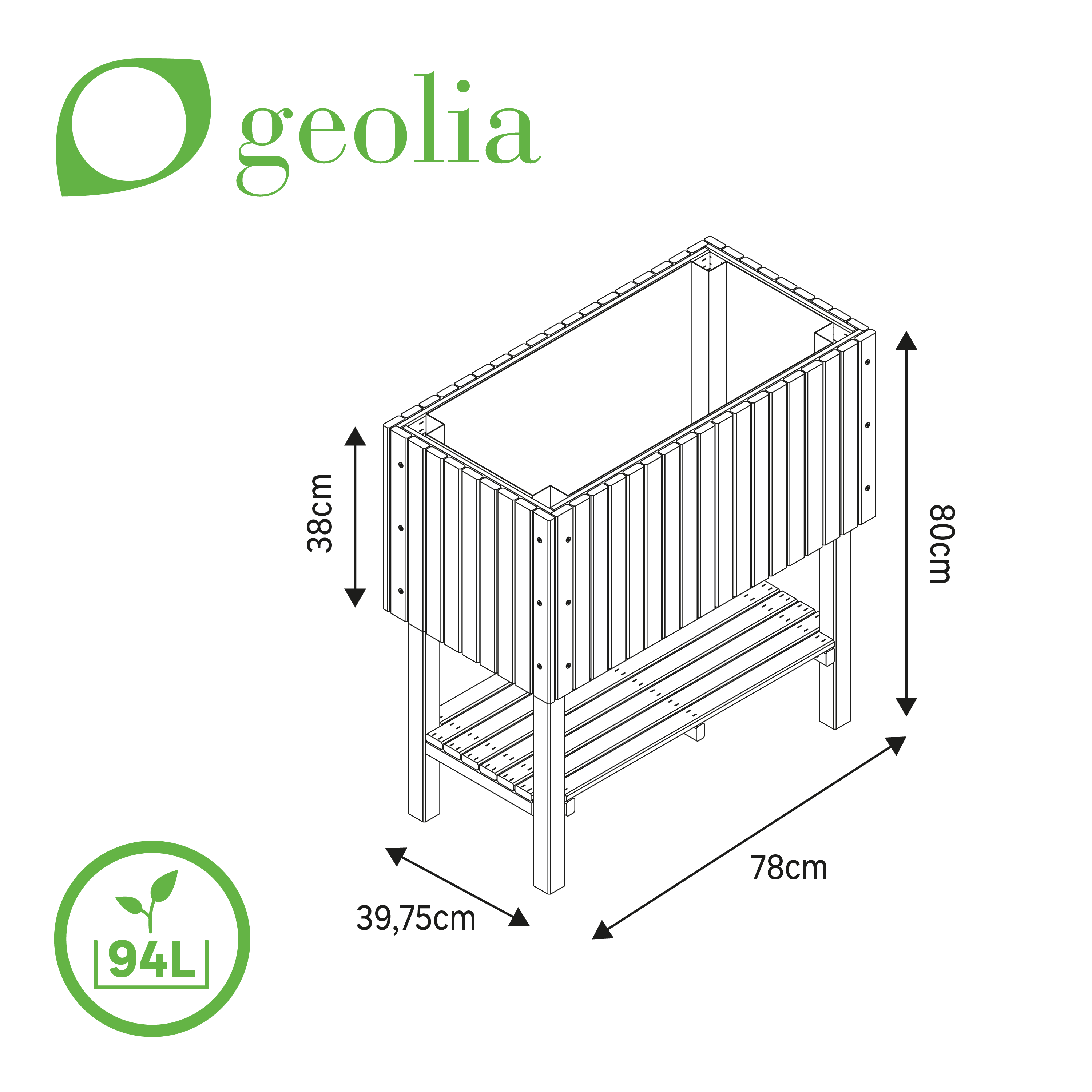 Fioriera per orto in legno GEOLIA marrone H 80 cm - 5