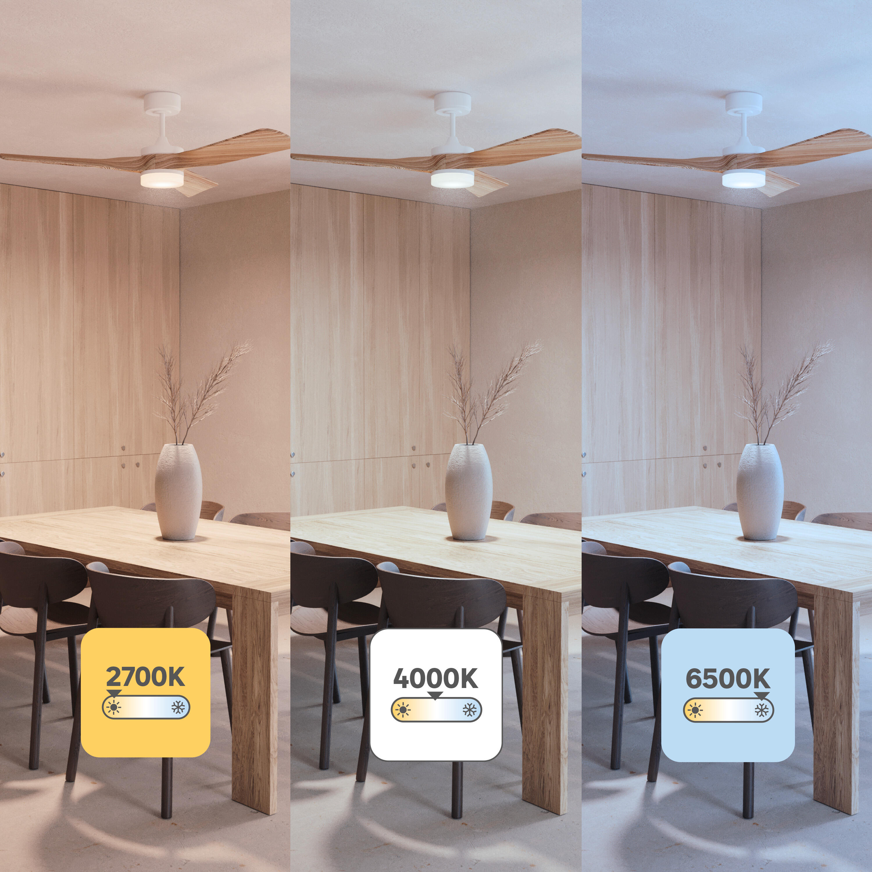 Ventilador de techo con luz silencioso DC 40W con mando ø132 cm Chris INSPIRE blanco luz CCT 3 aspas| 6 velocidades| modo verano/invierno| brisa| temporizador| recomendado de 20 a 40m² - 6