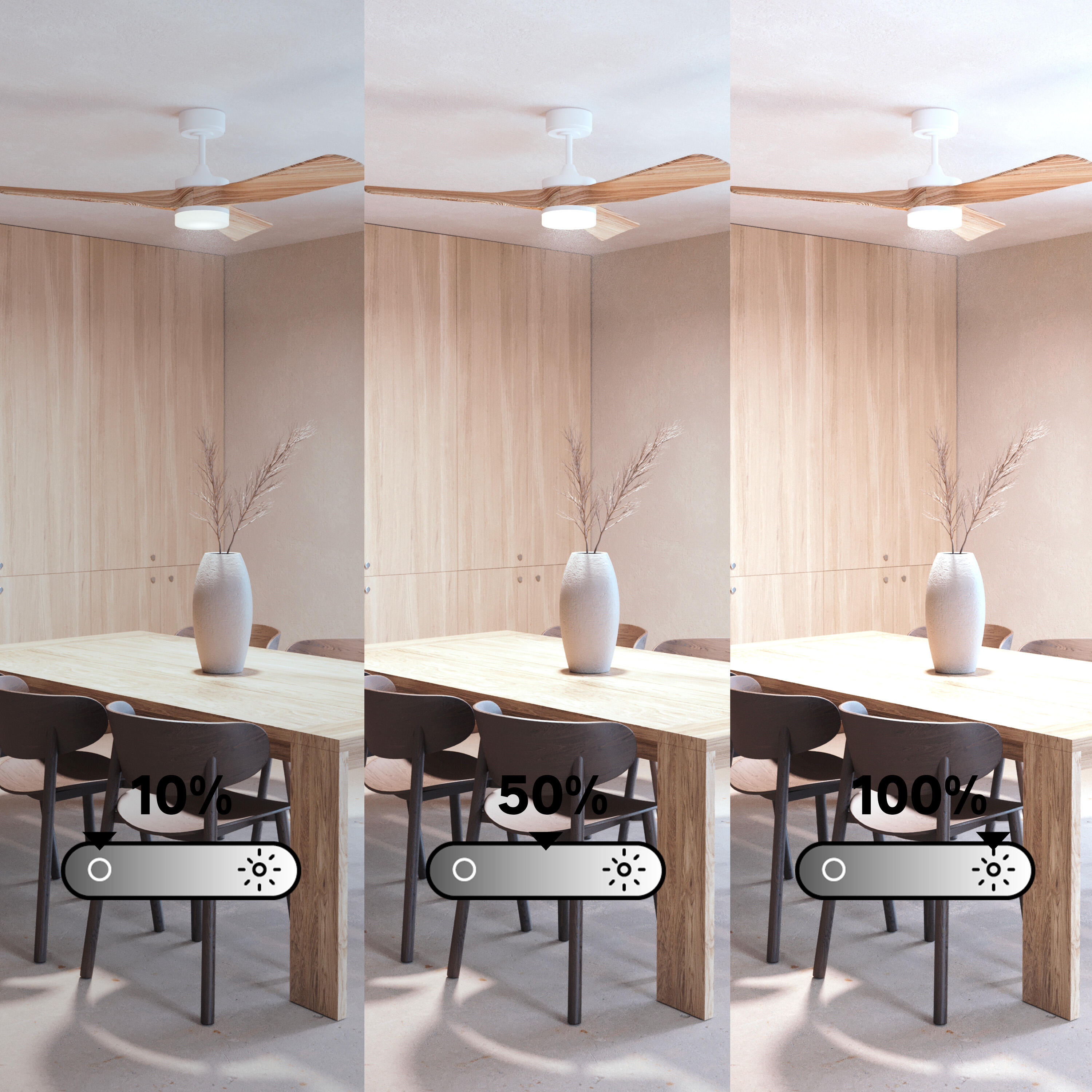 Ventilador de techo con luz silencioso DC 40W con mando ø132 cm Chris INSPIRE blanco luz CCT 3 aspas| 6 velocidades| modo verano/invierno| brisa| temporizador| recomendado de 20 a 40m² - 7