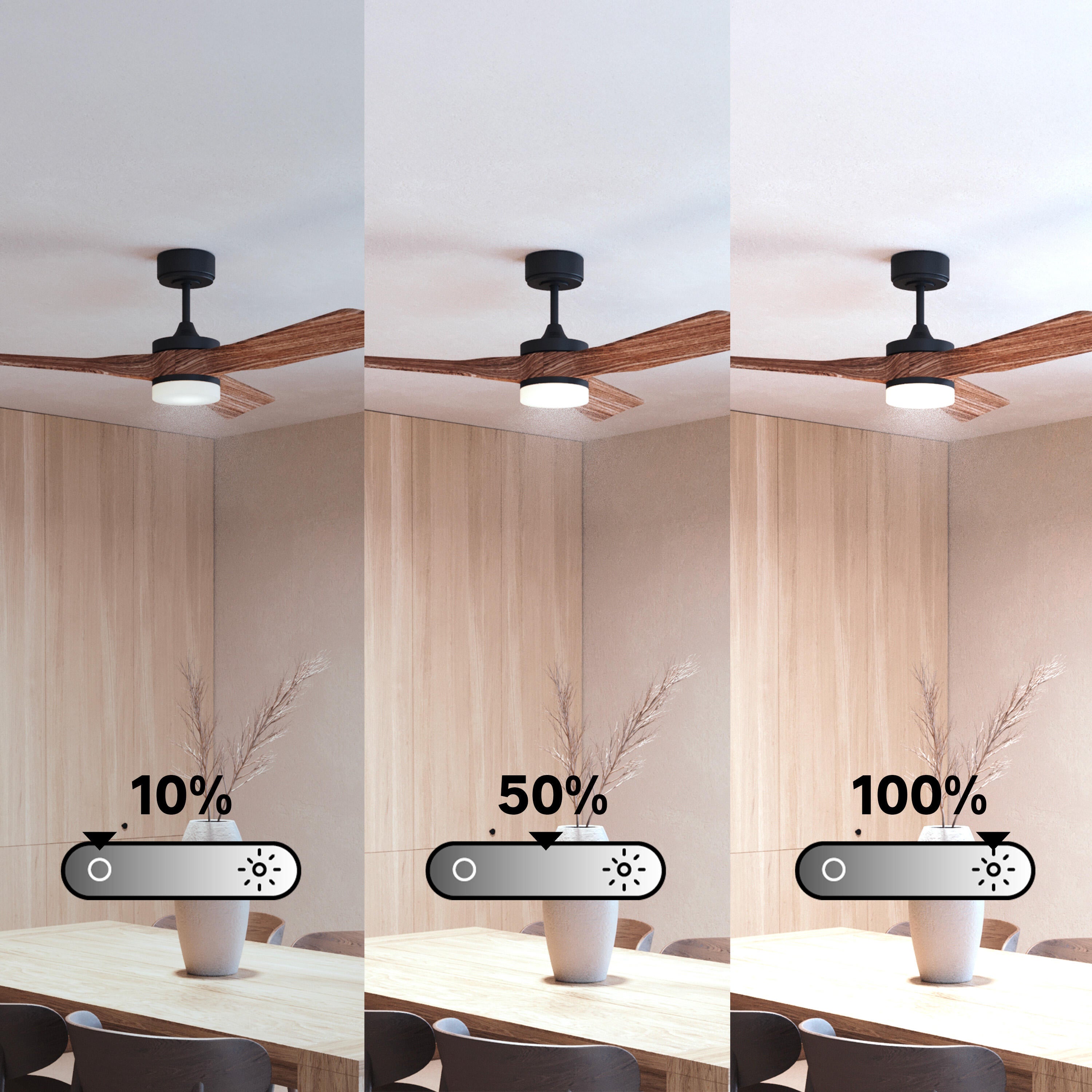 Ventilador de techo con luz silencioso DC 40W con mando ø132 cm Chris INSPIRE negro luz CCT 3 aspas| 6 velocidades| modo verano/invierno| brisa| temporizador| recomendado de 20 a 40m² - 2