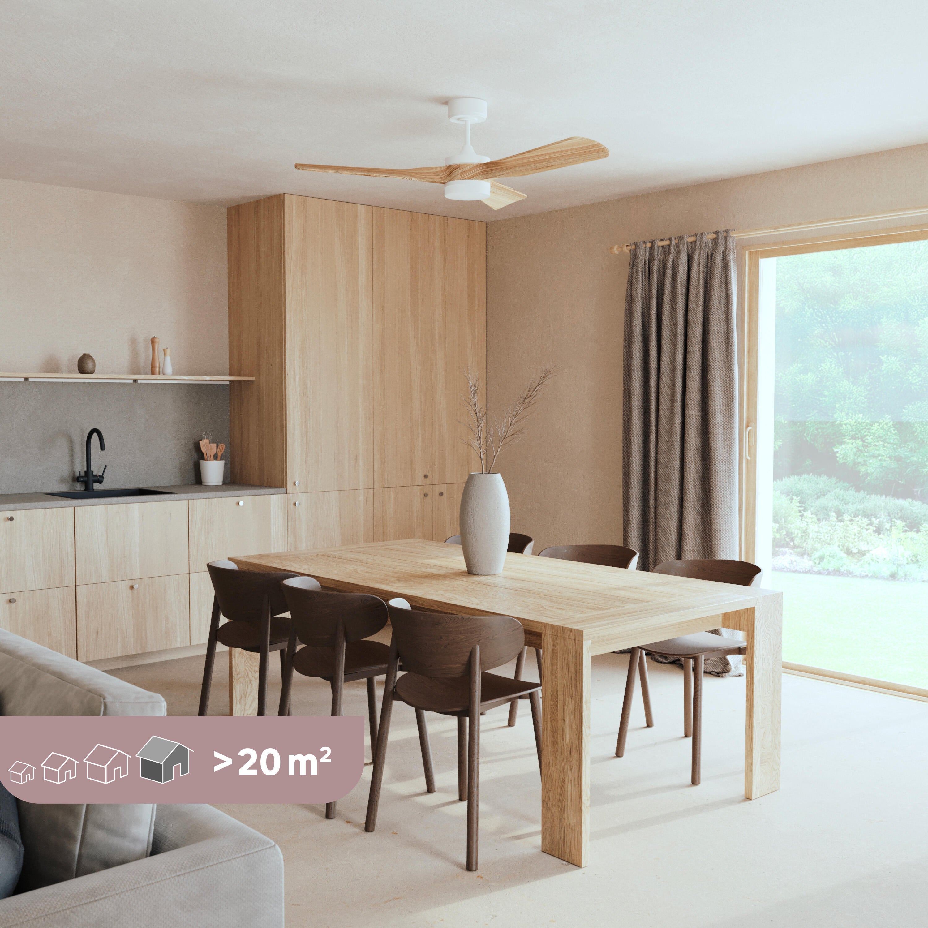 Ventilador de techo con luz silencioso DC 40W con mando ø132 cm Chris INSPIRE blanco luz CCT 3 aspas| 6 velocidades| modo verano/invierno| brisa| temporizador| recomendado de 20 a 40m² - 5