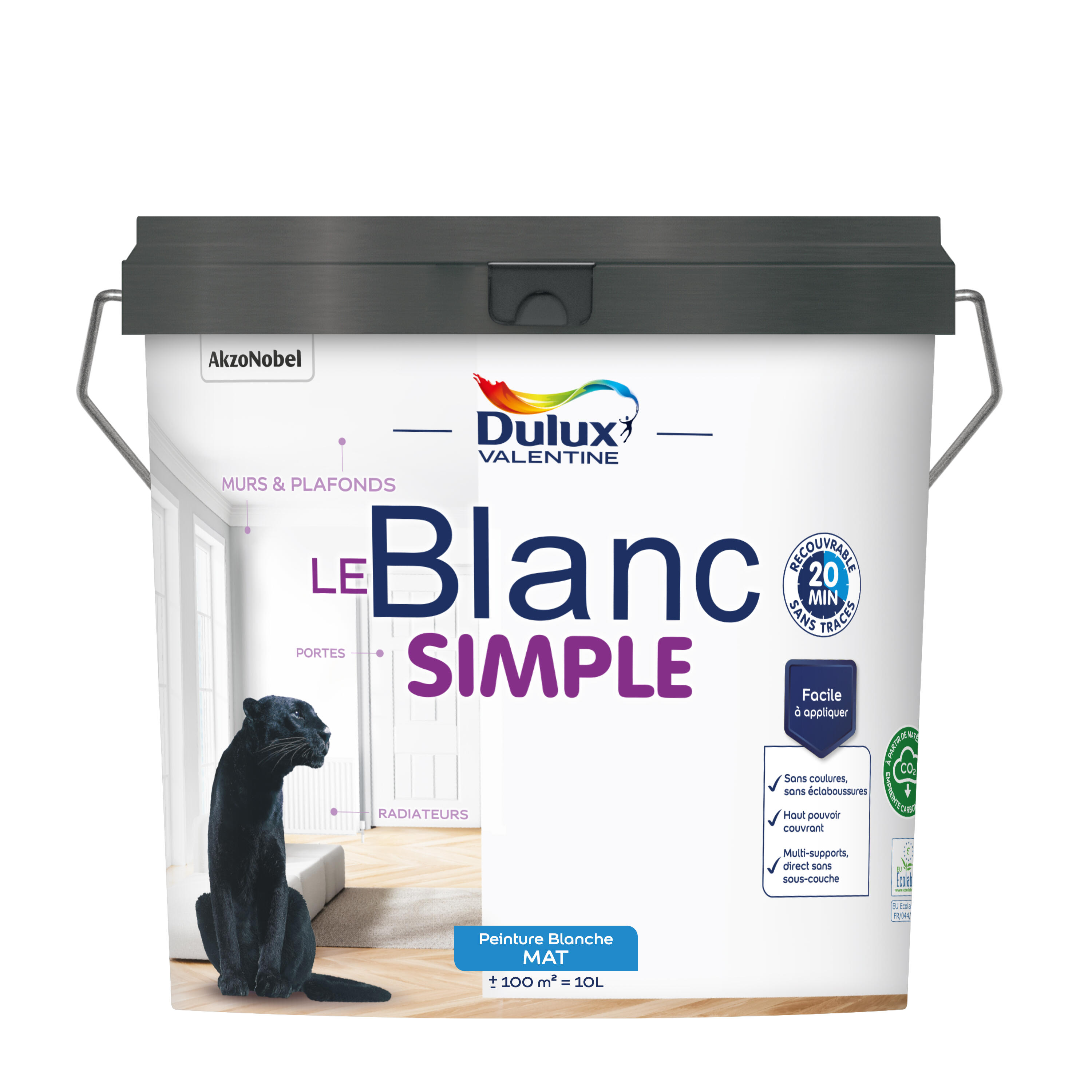 Peinture mur, plafond blanc mat DULUX VALENTINE Simple 10L - 5