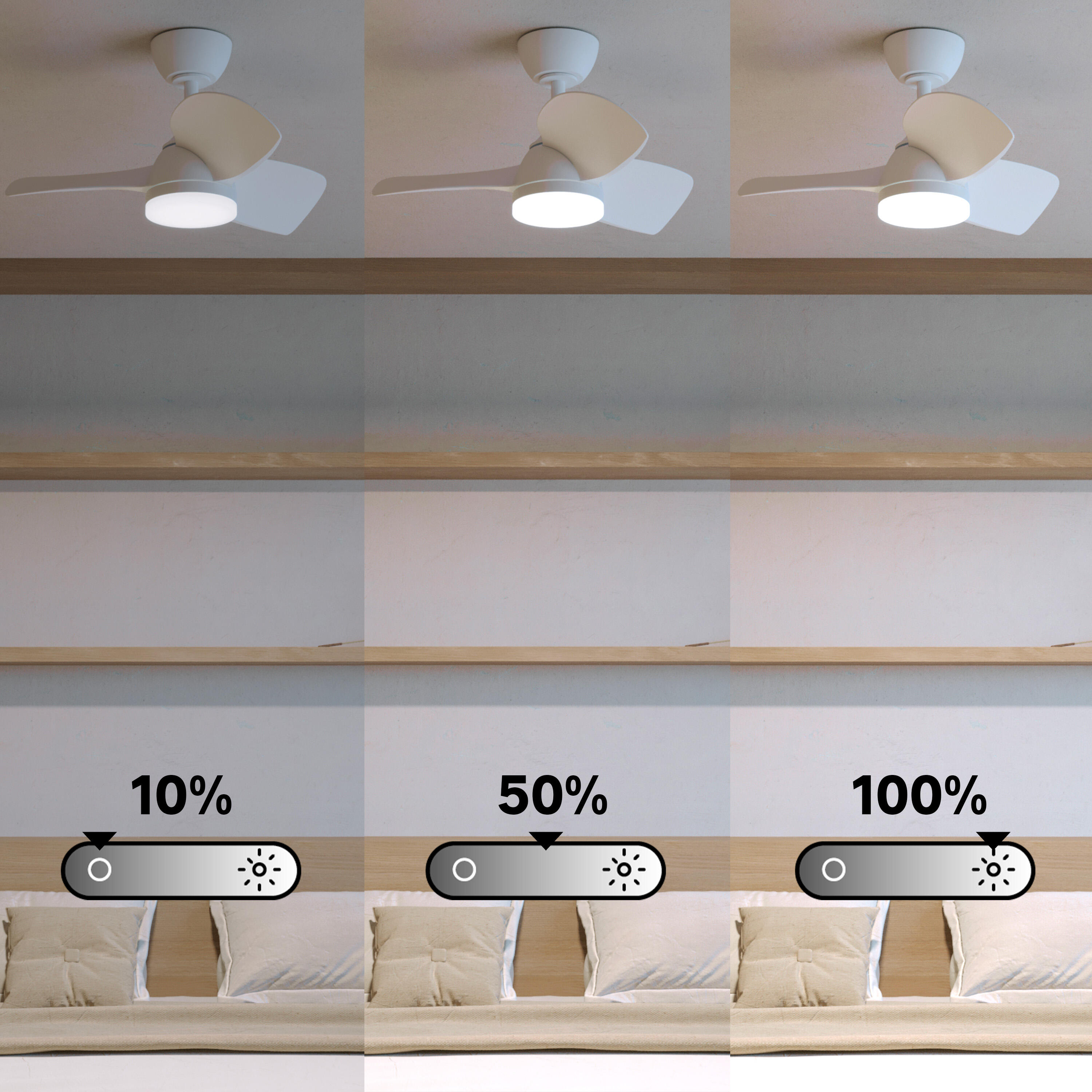 Ventilador de techo con luz silencioso DC 26W con mando ø71 cm Beach INSPIRE blanco luz CCT 3 aspas| 6 velocidades| modo verano/invierno| brisa| temporizador| recomendado para <13m² - 8