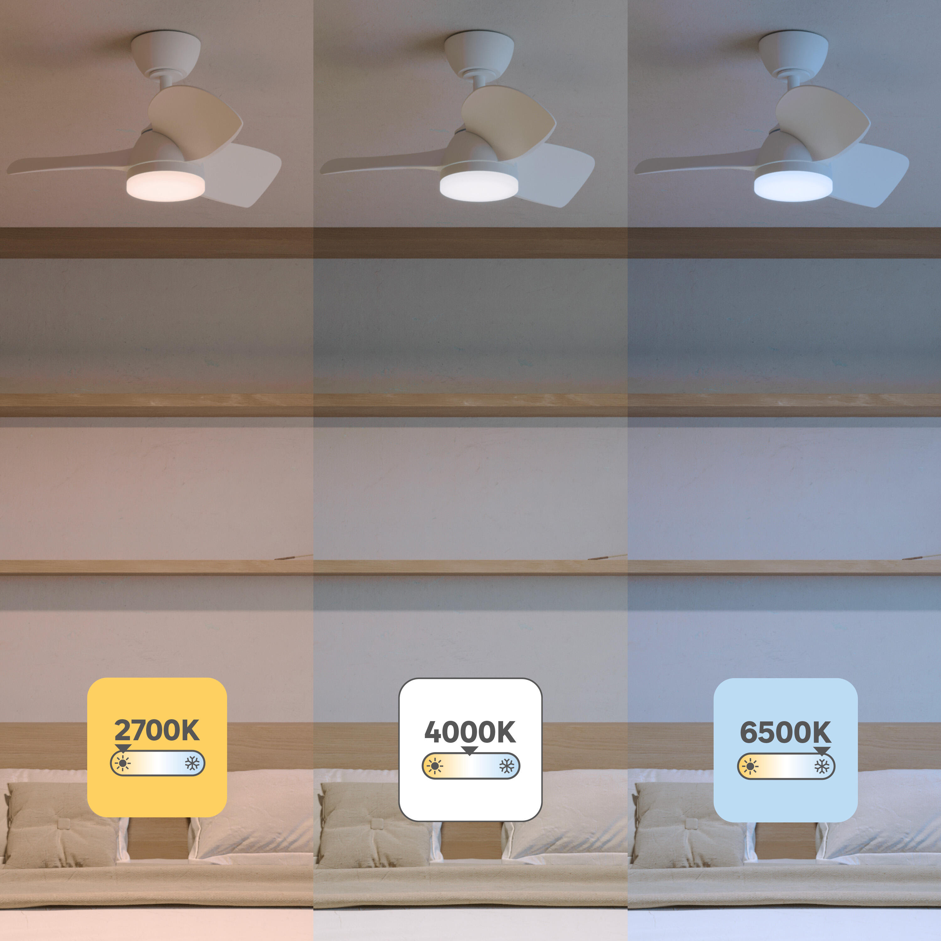 Ventilador de techo con luz silencioso DC 26W con mando ø71 cm Beach INSPIRE blanco luz CCT 3 aspas| 6 velocidades| modo verano/invierno| brisa| temporizador| recomendado para <13m² - 6
