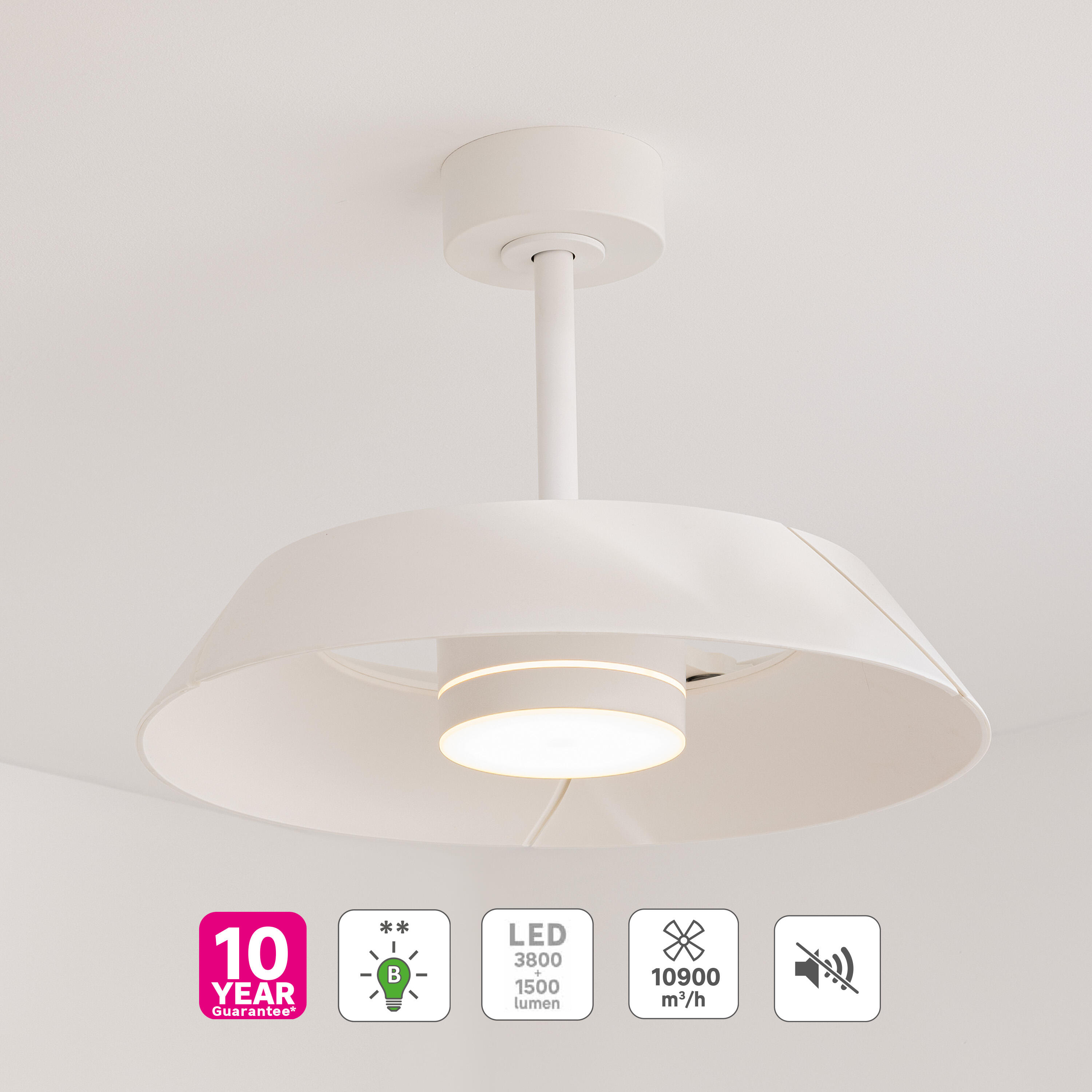 Ventilateur de plafond LED connecté silencieux, Cadix, INSPIRE SIGNATURE, blanc - 3