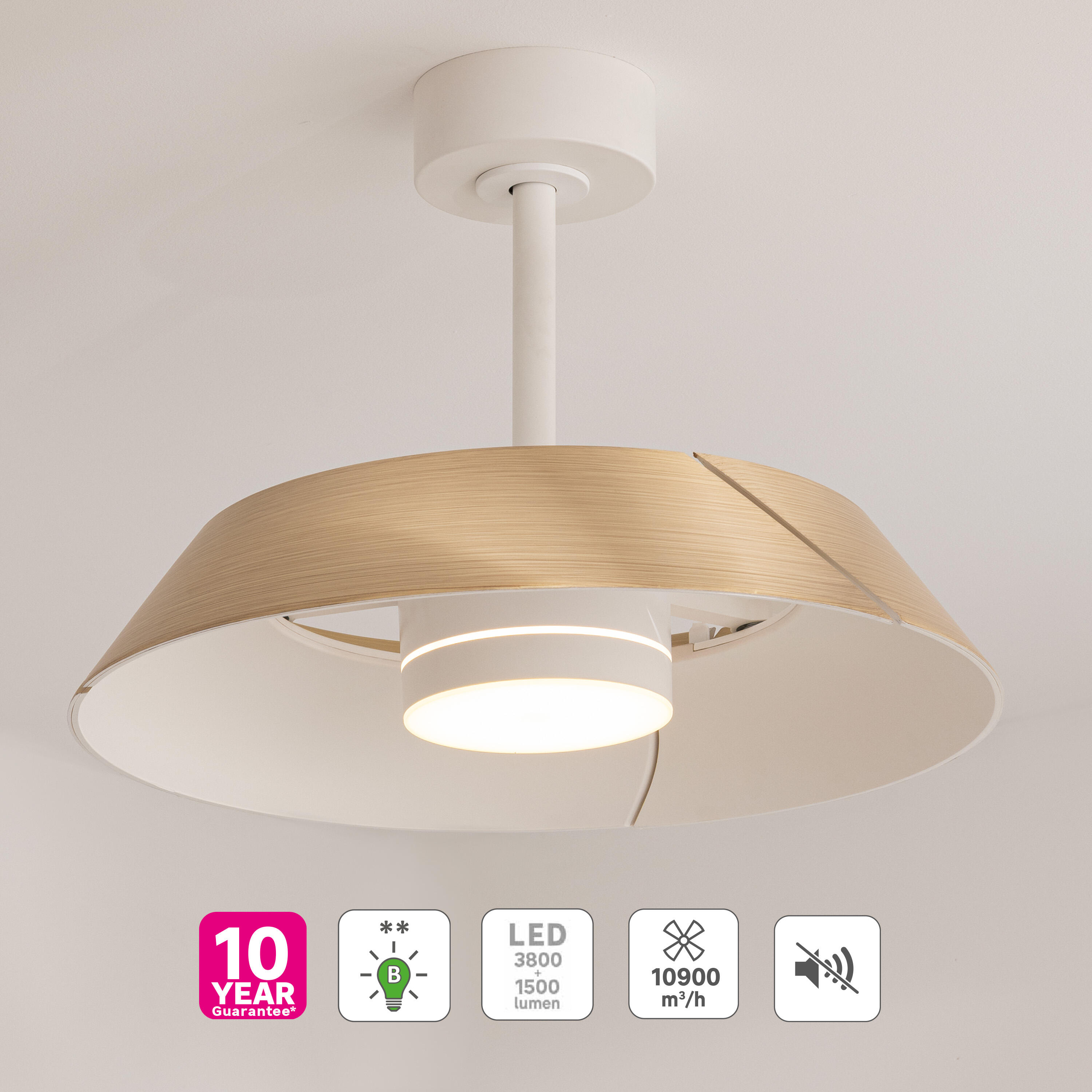 Ventilateur de plafond LED connecté silencieux, Cadix, INSPIRE SIGNATURE, bois - 3