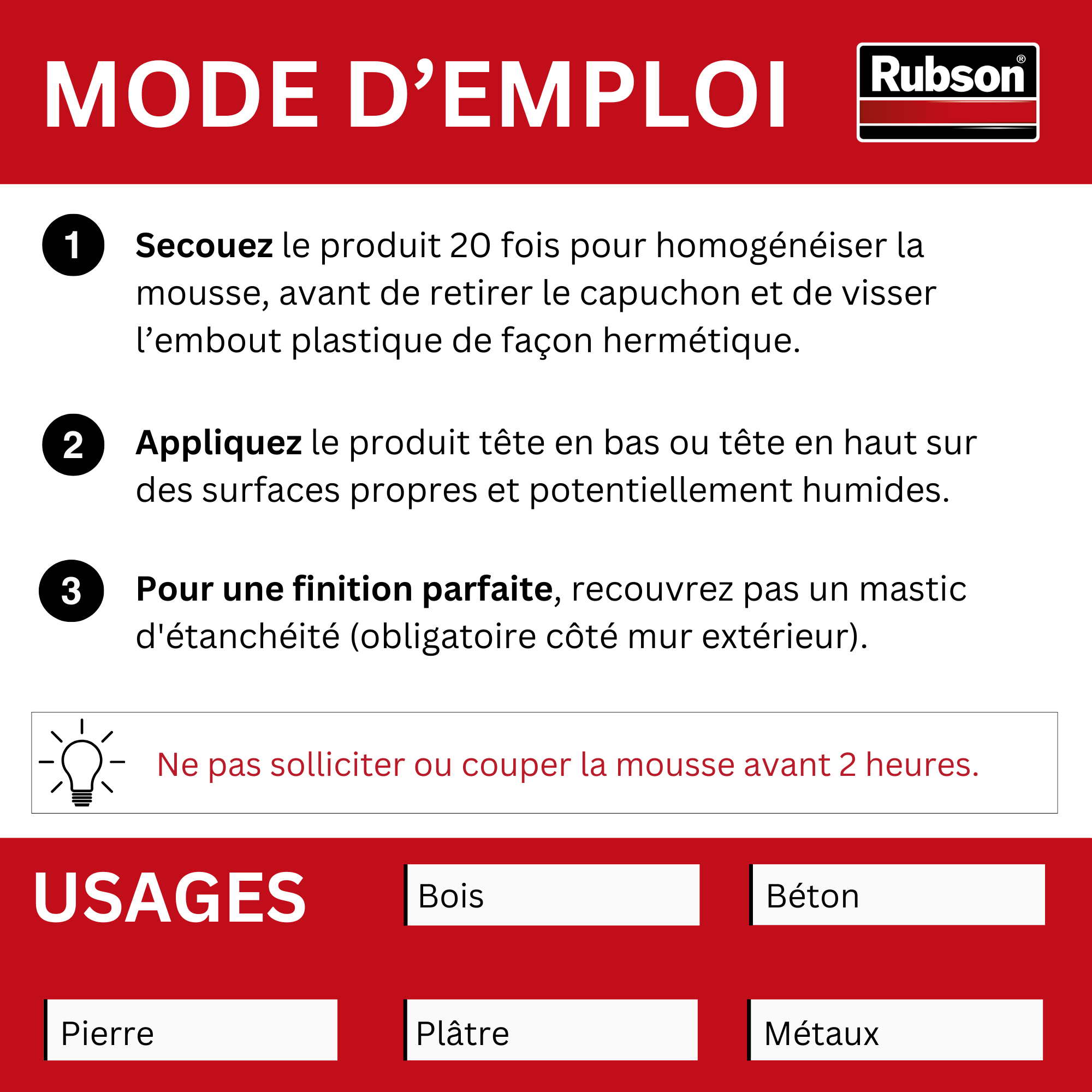 Mousse expansive Grandes cavités RUBSON blanc 550ml - 5
