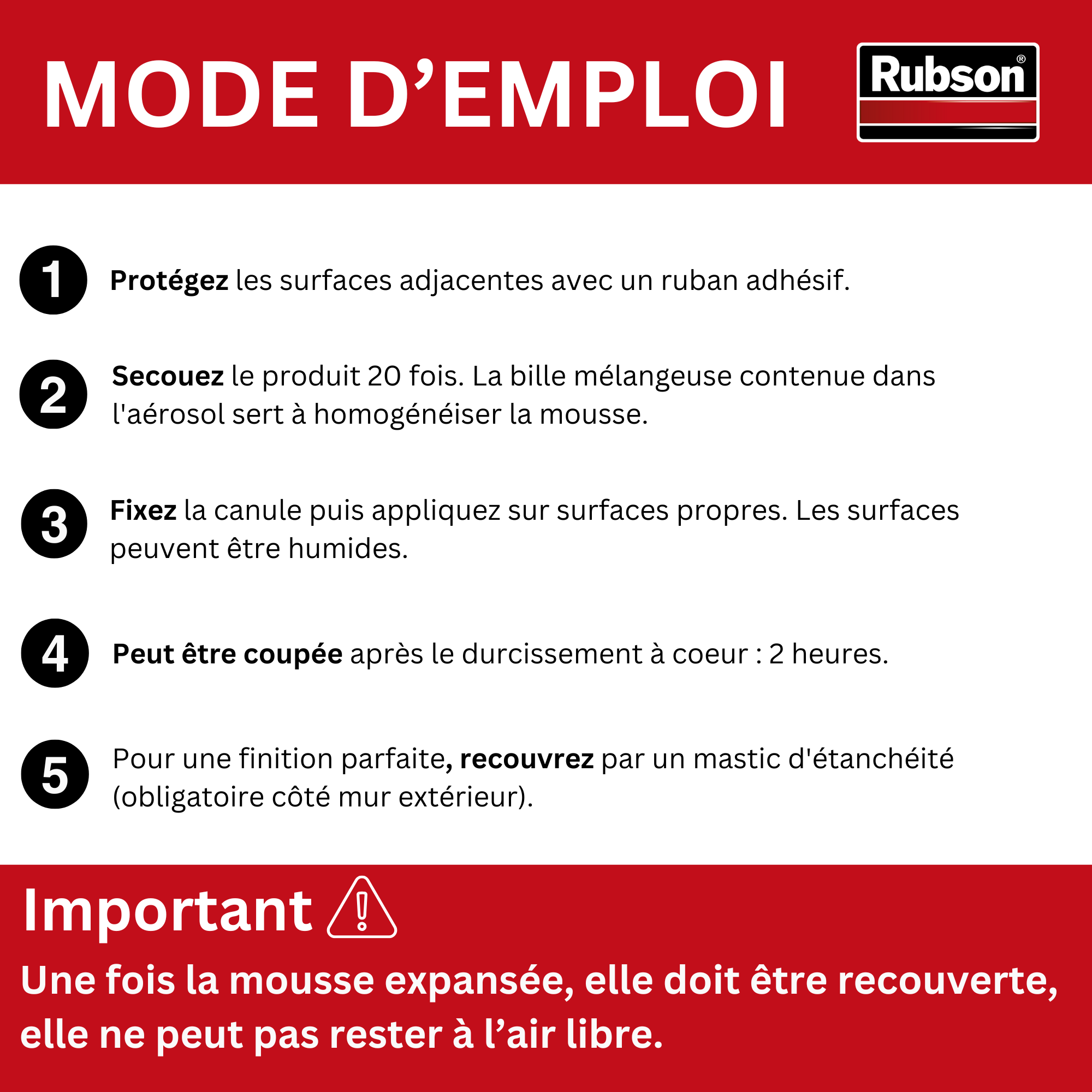 Mousse expansive Pure, multi-usages RUBSON blanc 500ml - 6