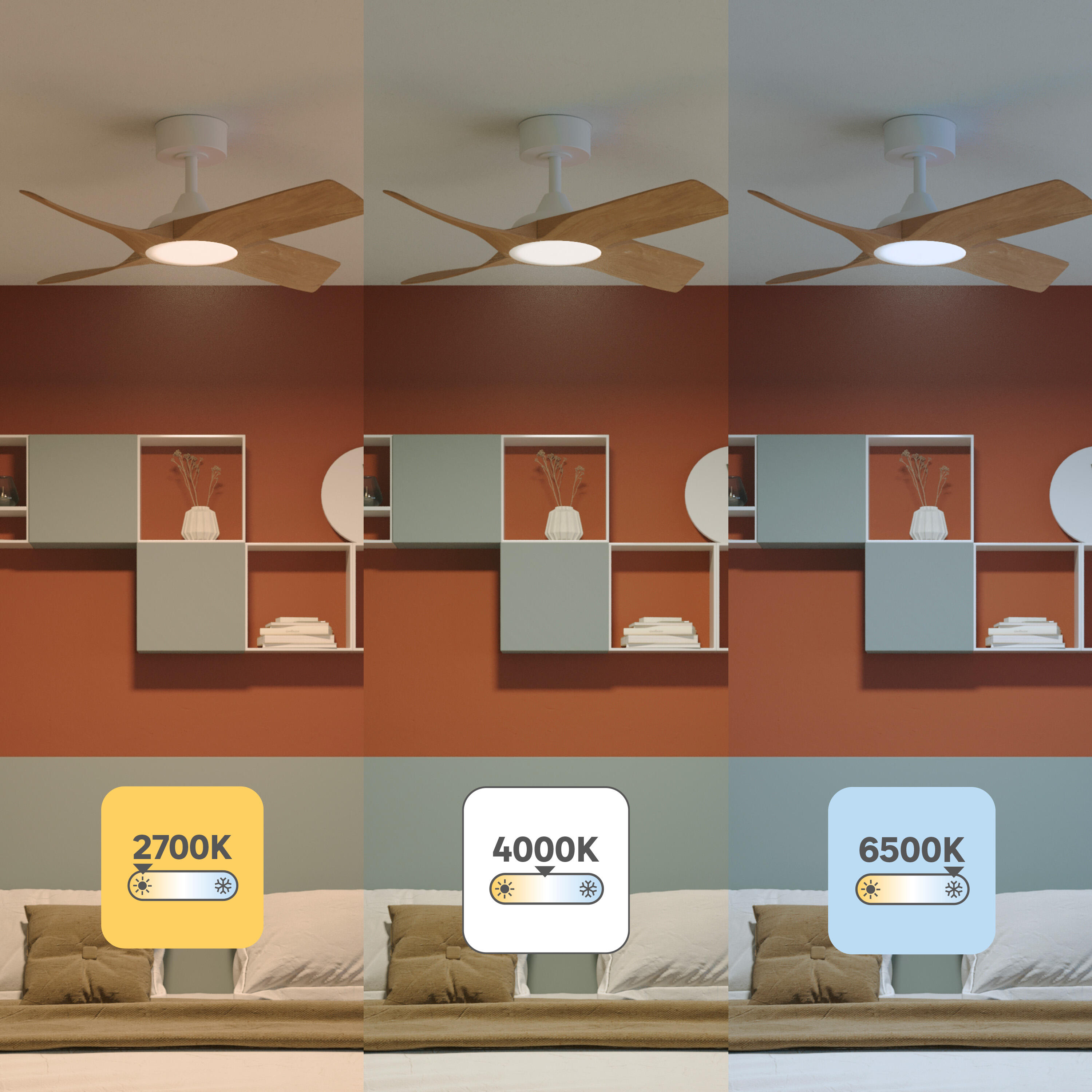 Ventilateur de plafond LED connecté, Siroco +, 91 cm, INSPIRE, bois - 7