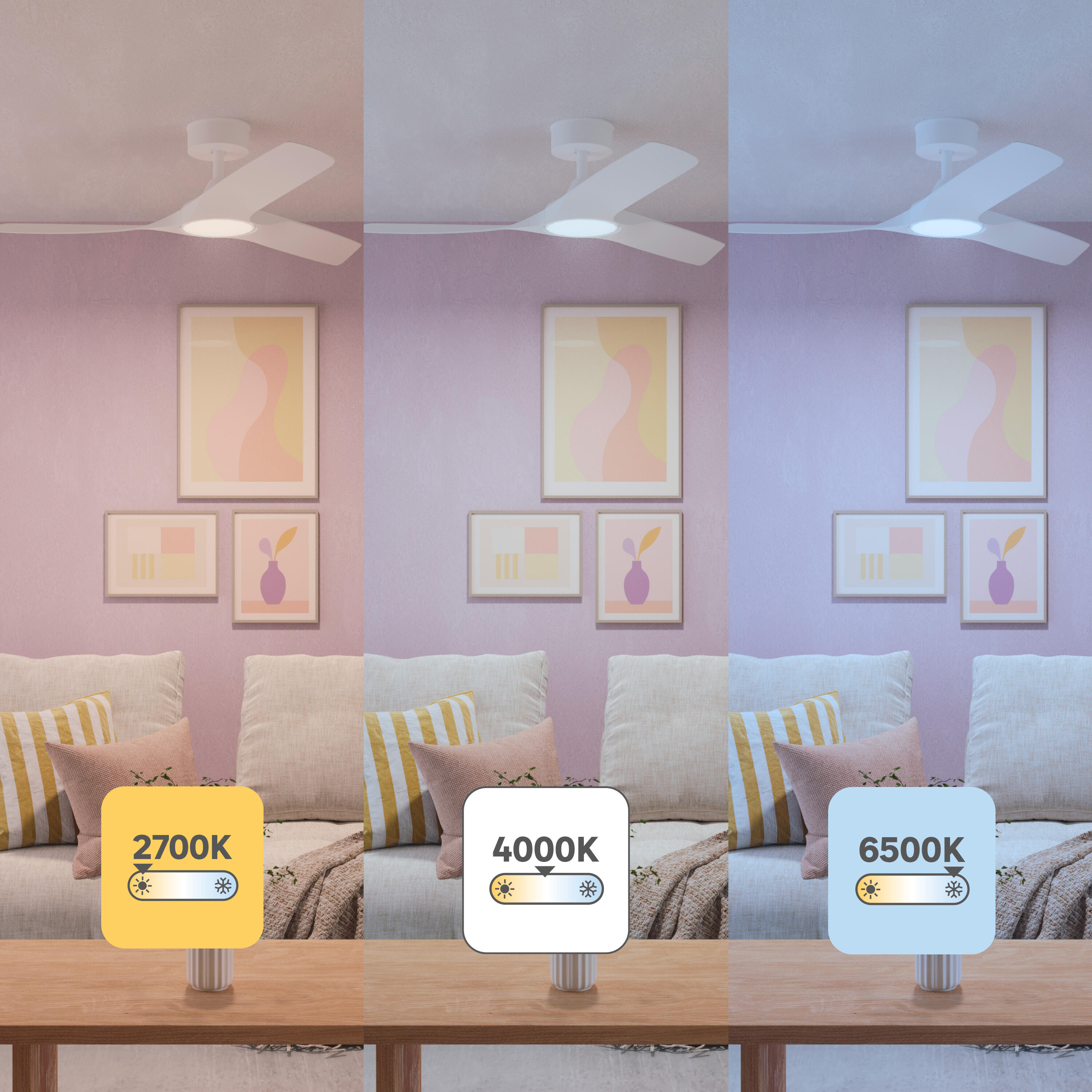 Ventilateur de plafond LED connecté silencieux, Aruba +, 112 cm, INSPIRE, blanc - 4