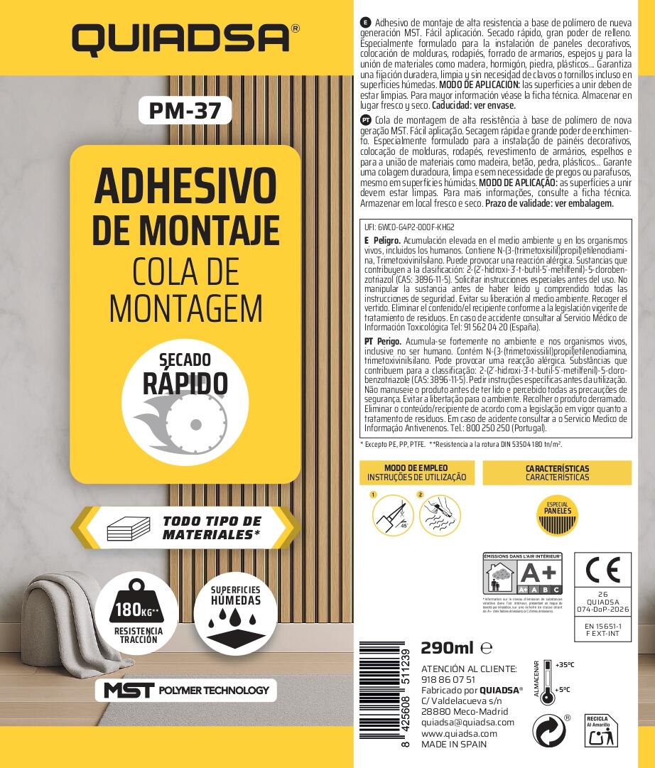 ADHESIVO DE MONTAJE MS 300ML BLANCO - 2