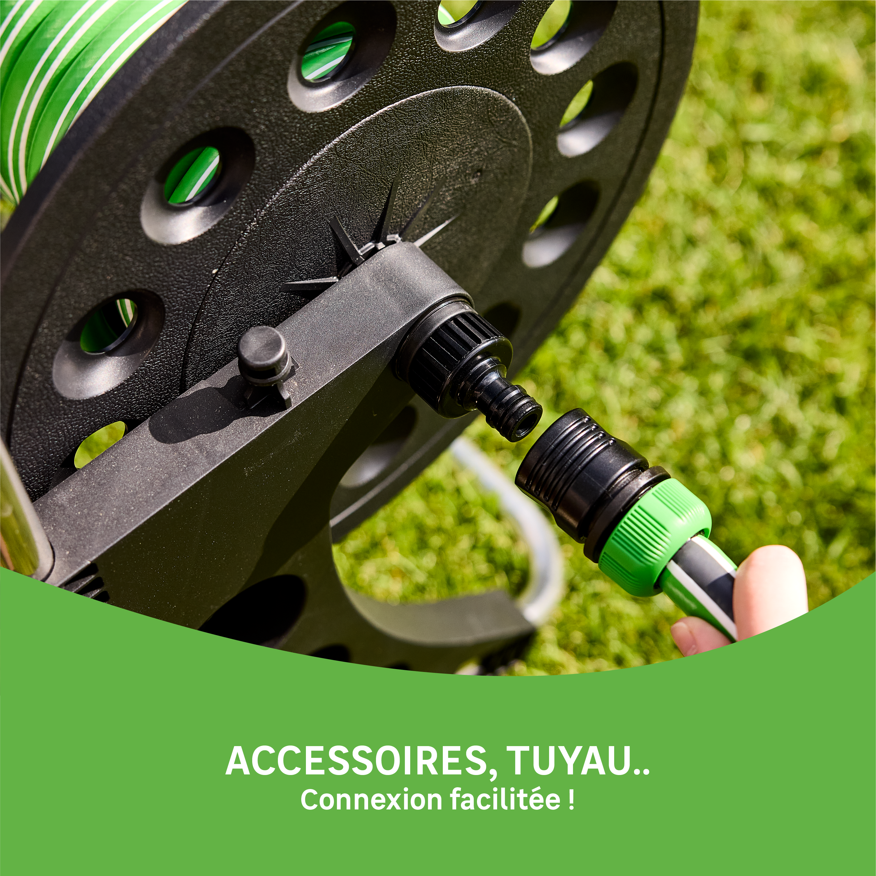 Dévidoir chariot GEOLIA plastique + tuyau 15MM 25M - 5