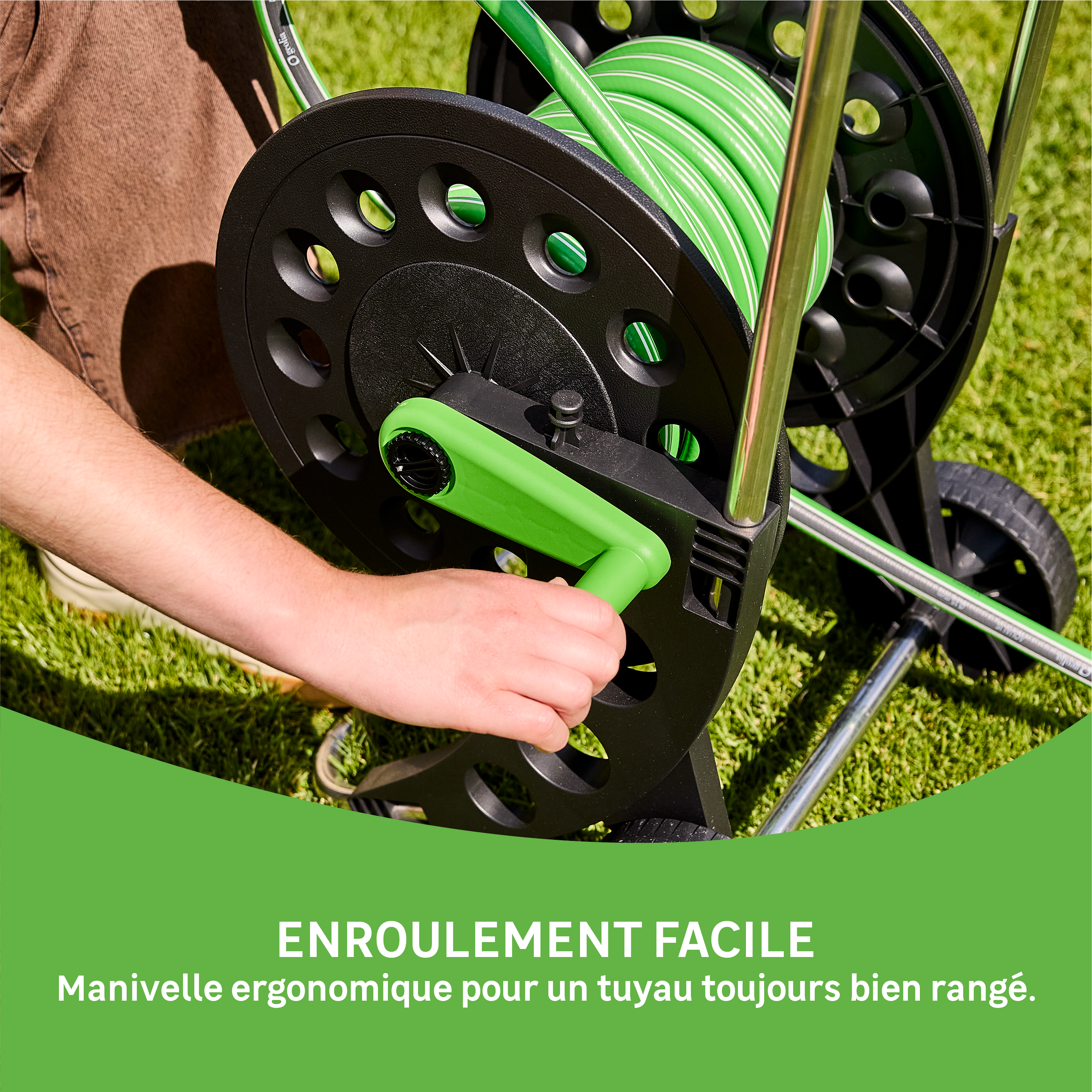 Dévidoir chariot GEOLIA plastique + tuyau 15MM 25M - 4