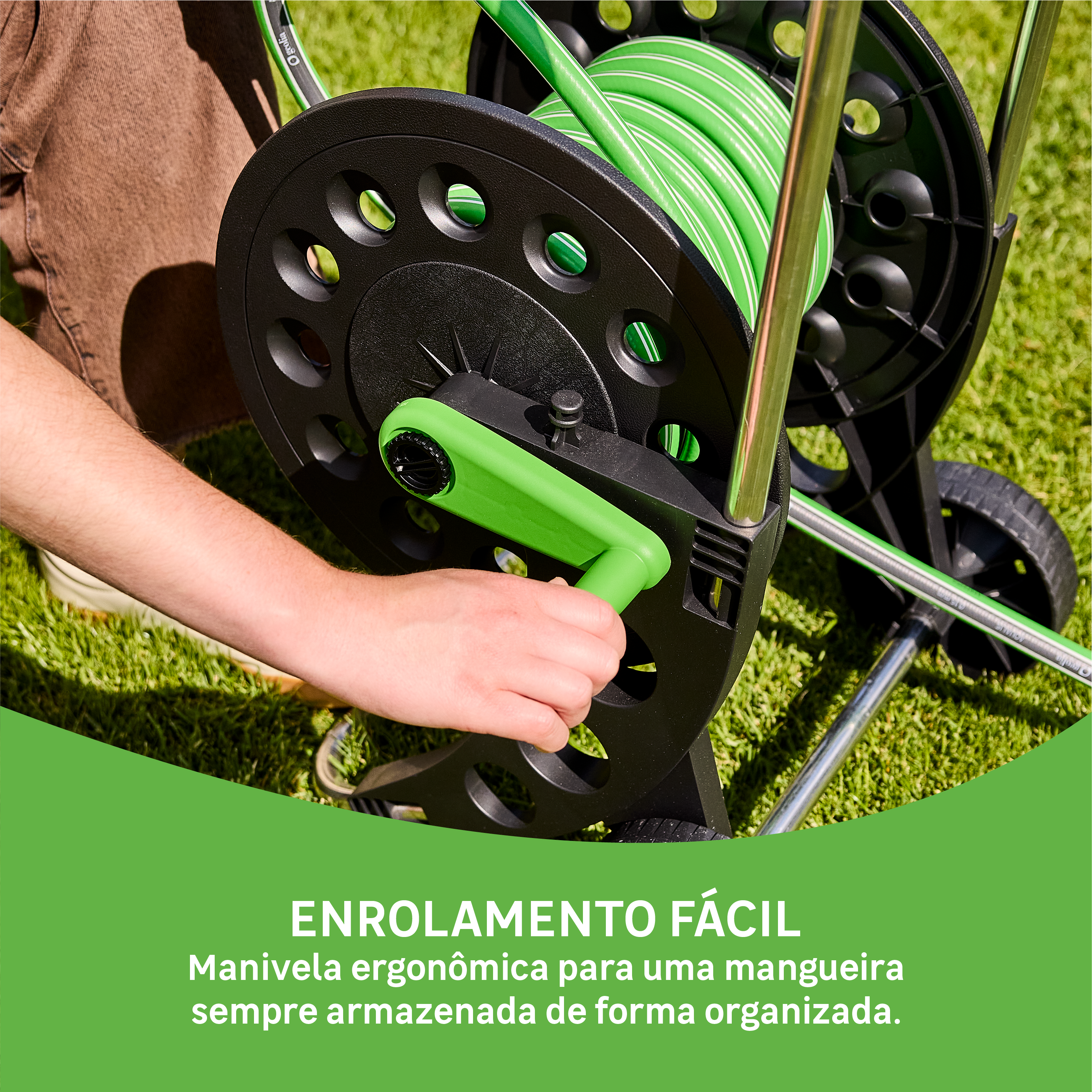 Carretel de mangueira equipado Geolia Aqualis 15 mm x 25 m + conectores - 4
