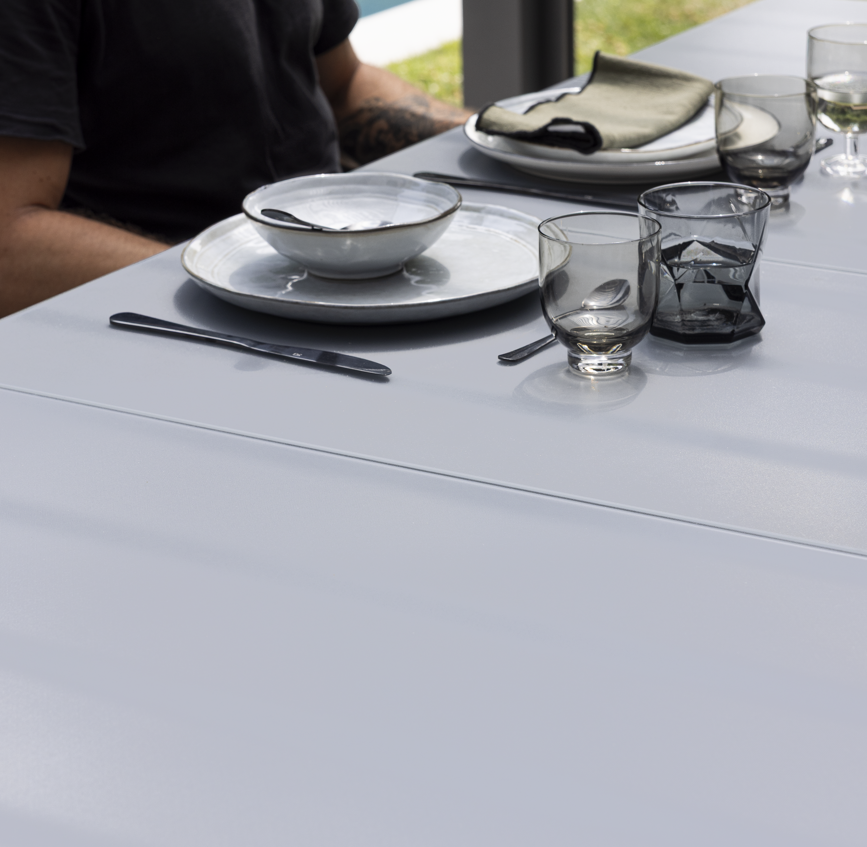 Mesa de refeição extensível em alumínio e vidro 188/244x100x76 cm antracite Naterial Odyssea+ - 29
