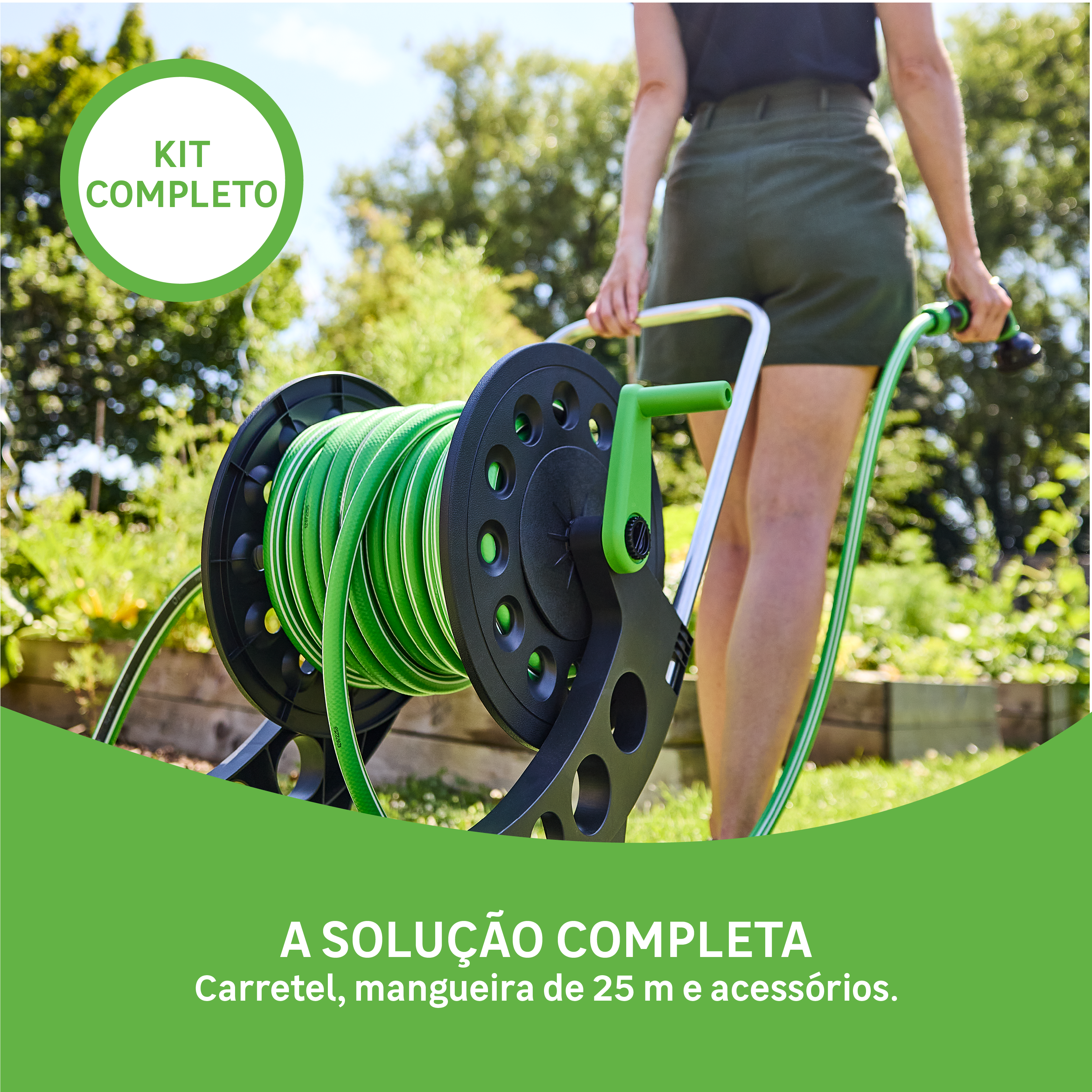 Carretel de mangueira equipado Geolia Aqualis 15 mm x 25 m + conectores - 3