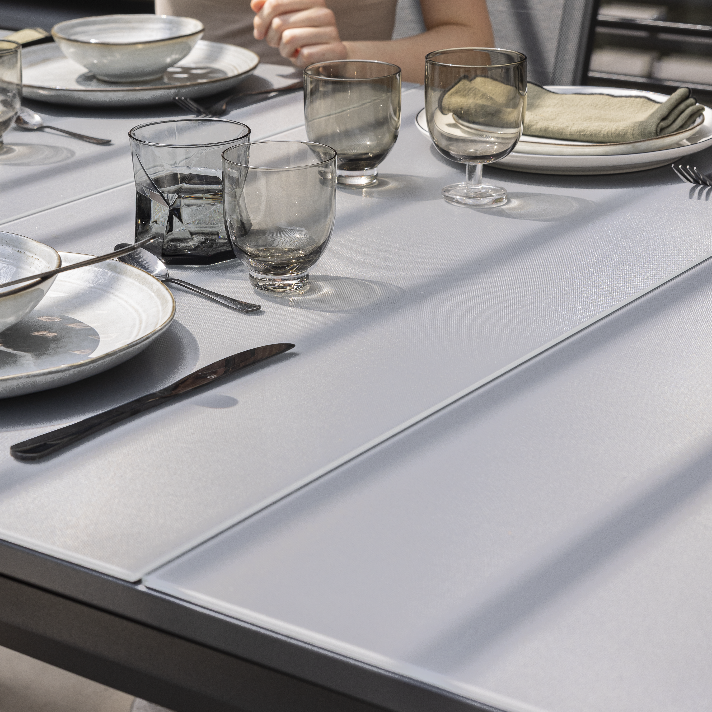 Mesa de refeição extensível em alumínio e vidro 188/244x100x76 cm antracite Naterial Odyssea+ - 26