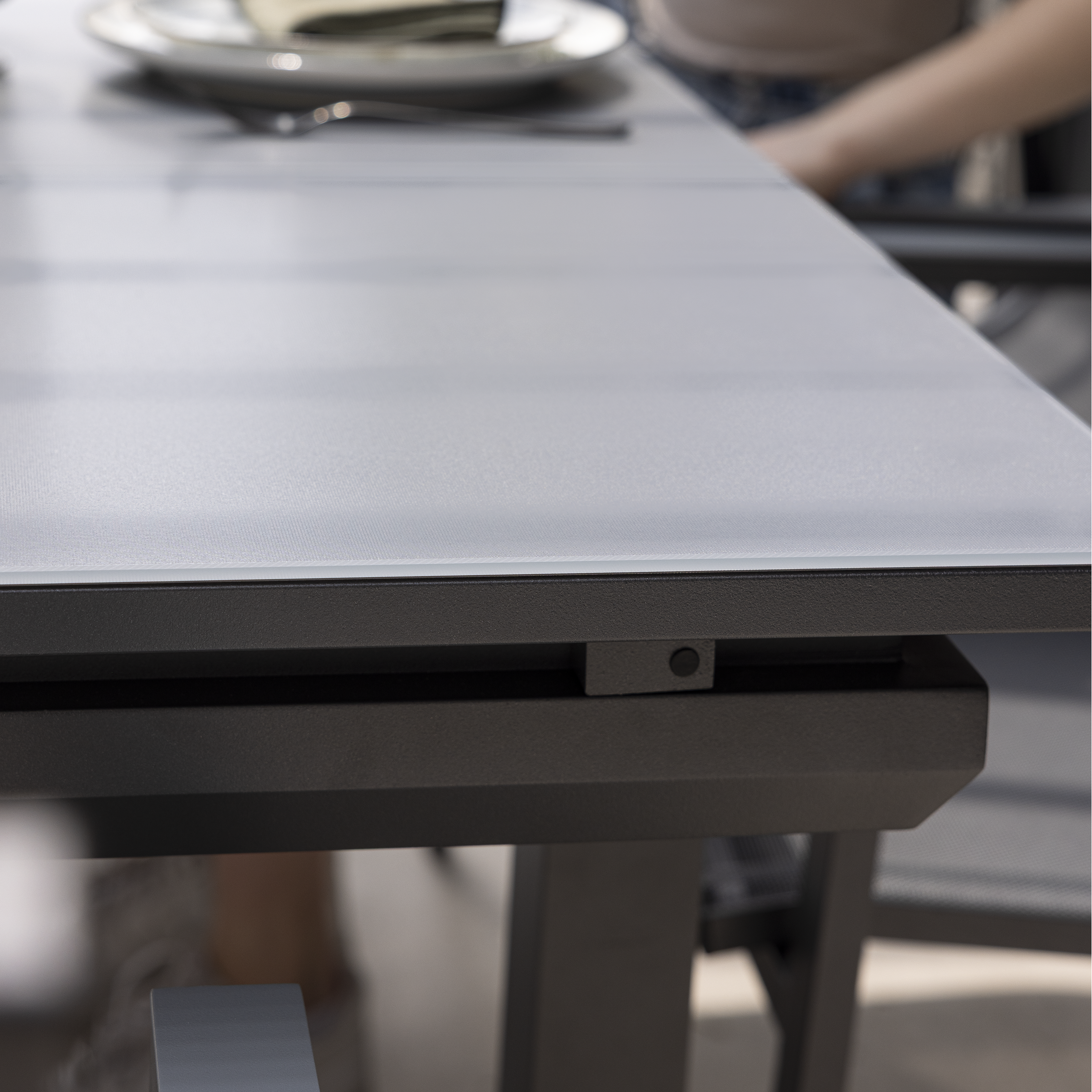 Mesa de refeição extensível em alumínio e vidro 188/244x100x76 cm antracite Naterial Odyssea+ - 25