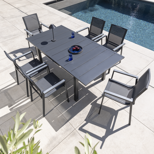 Conjunto de muebles de jardín de aluminio Odyssea para 6 comensales