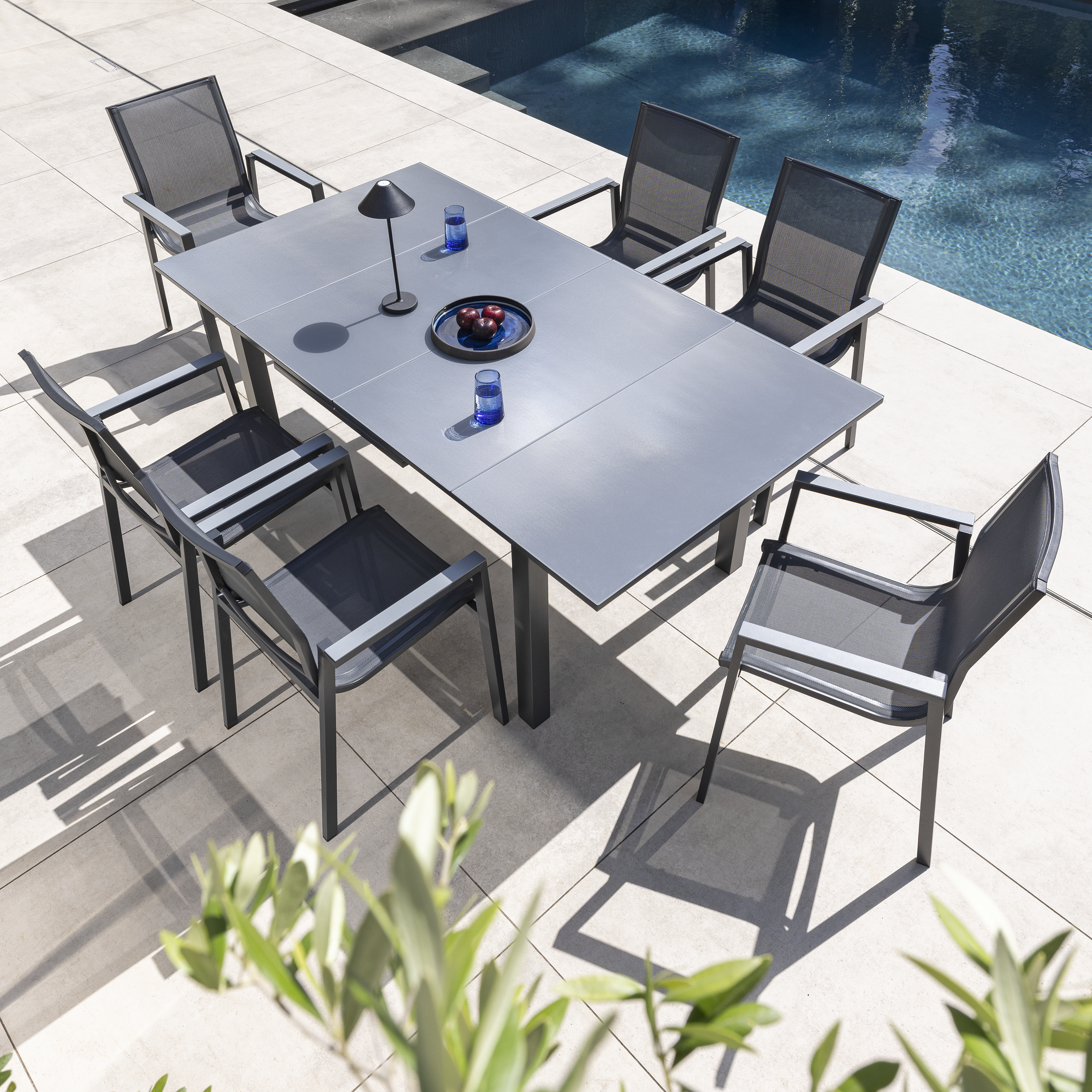 Naterial  Conjunto De Muebles De Jardín De Aluminio Odyssea Para 6 Comensales Blanco Aluminio, Leroy Merlin