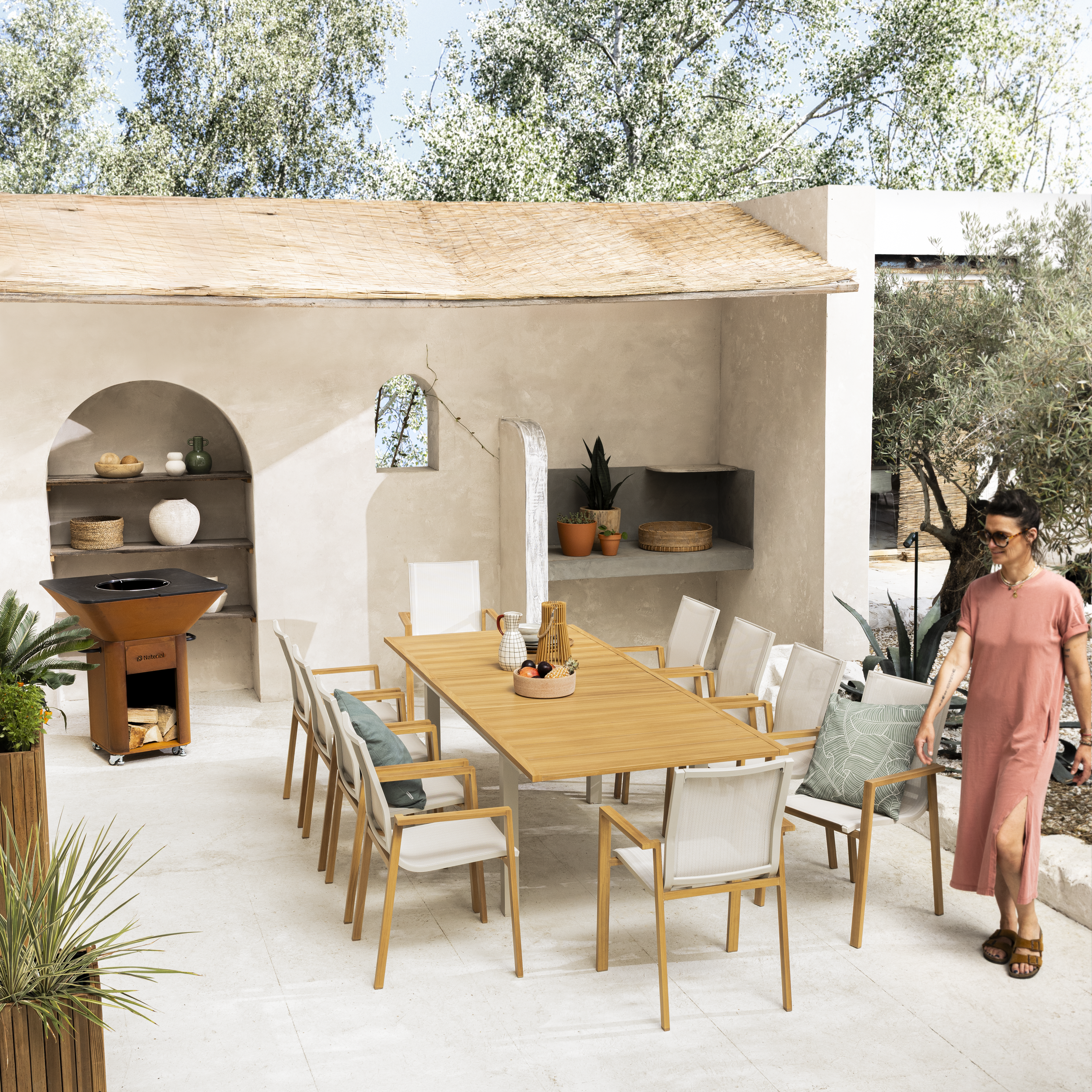 Fauteuil de jardin NATERIAL Odyssea gamma en aluminium effet bois beige - 9