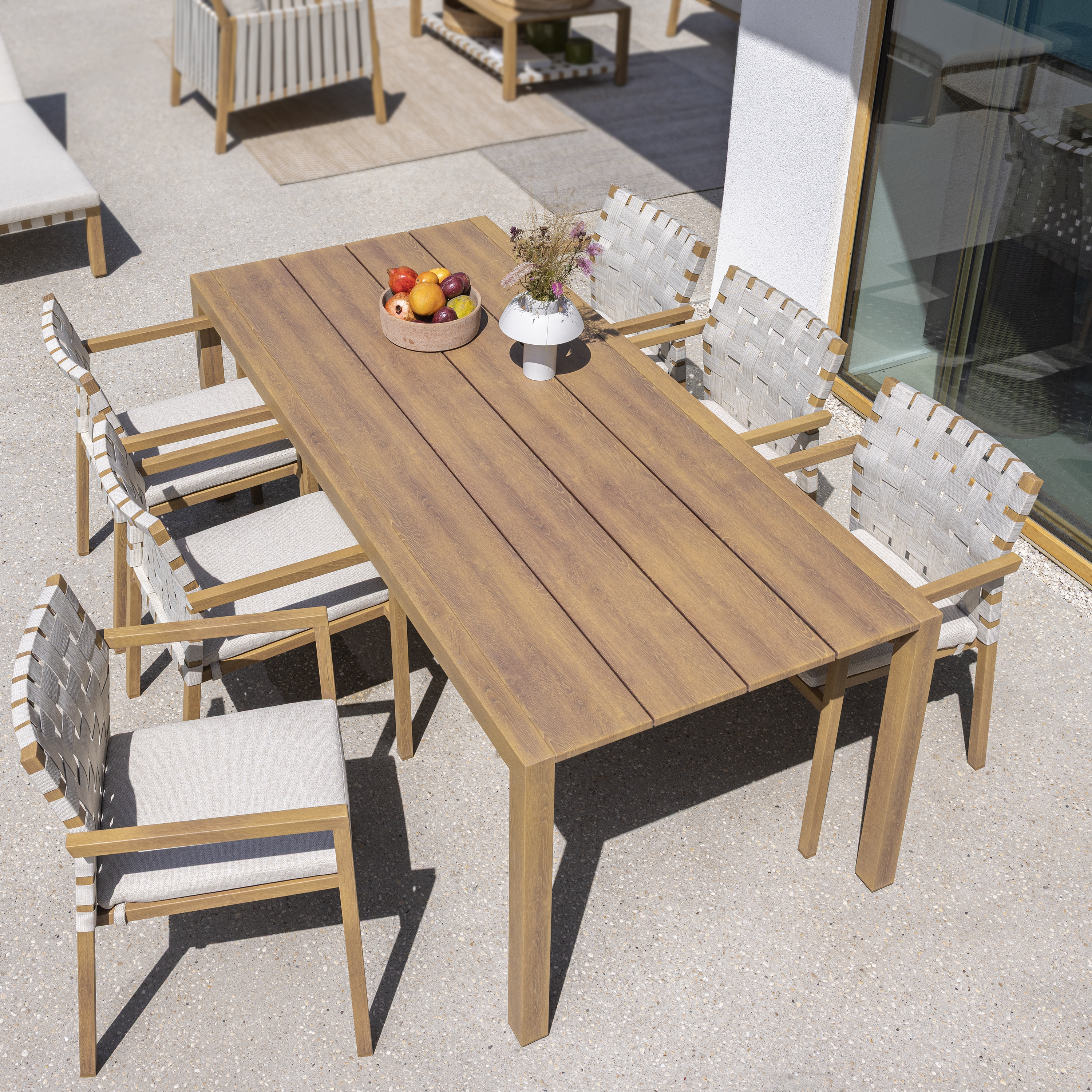 Table de jardin NATERIAL Okinawa aluminium rectangulaire beige 6 personnes - 3