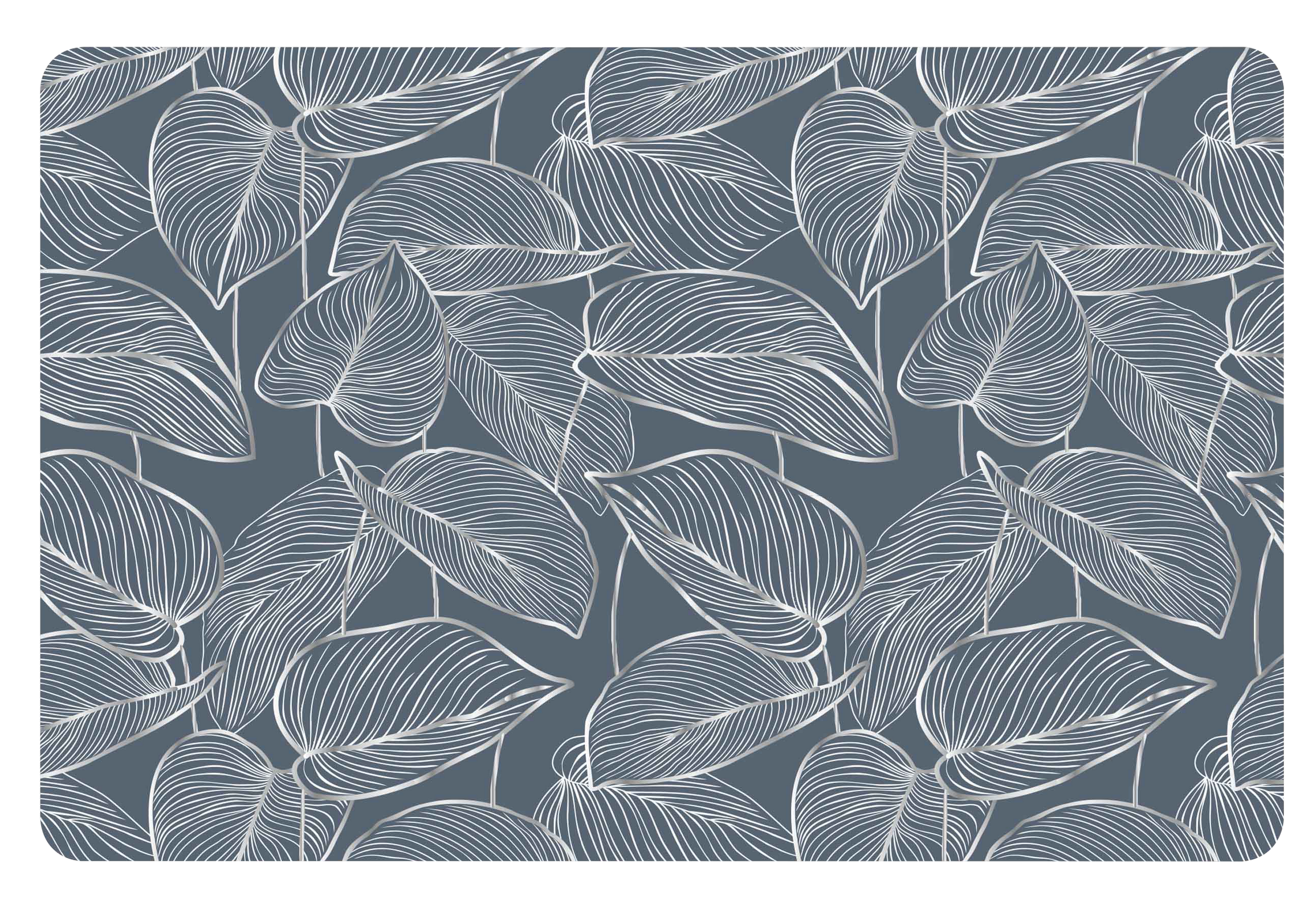 Podkładka na stół Leafy botaniczna szara prostokątna 43 x 28 cm
