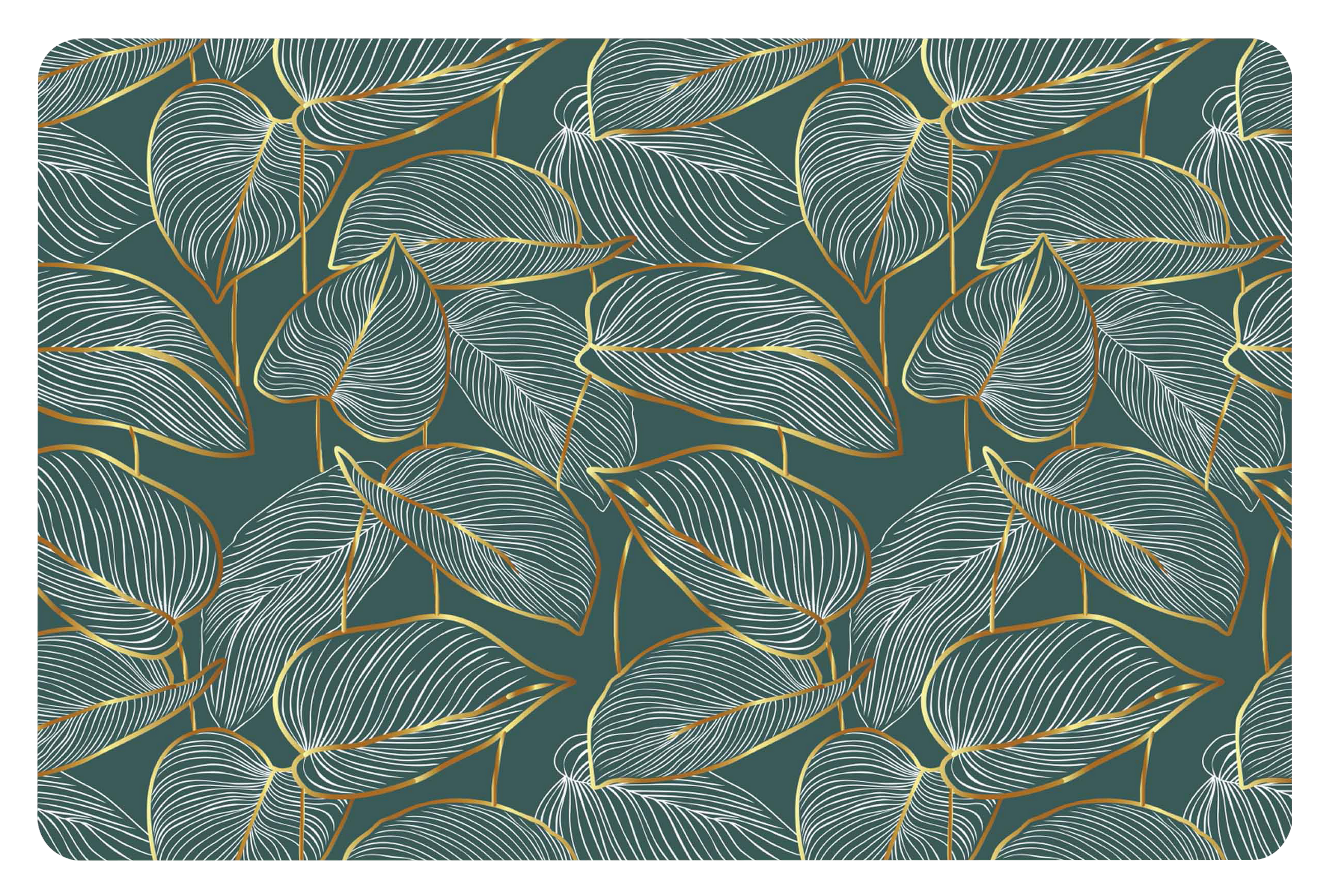 Podkładka na stół Leafy botaniczna zielona prostokątna 43 x 28 cm
