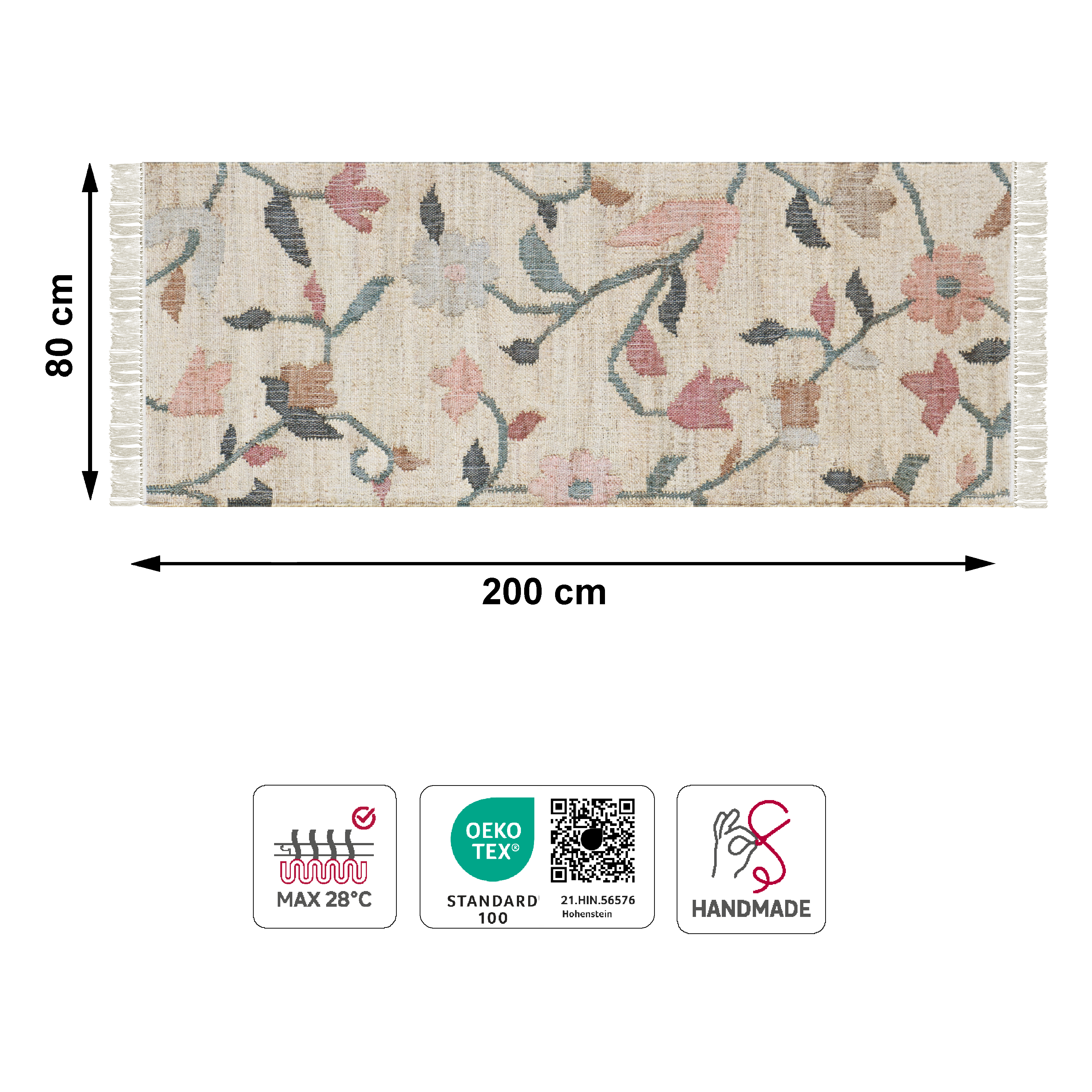 Tapete botânico Sakura 80x200cm multicor Inspire - 6