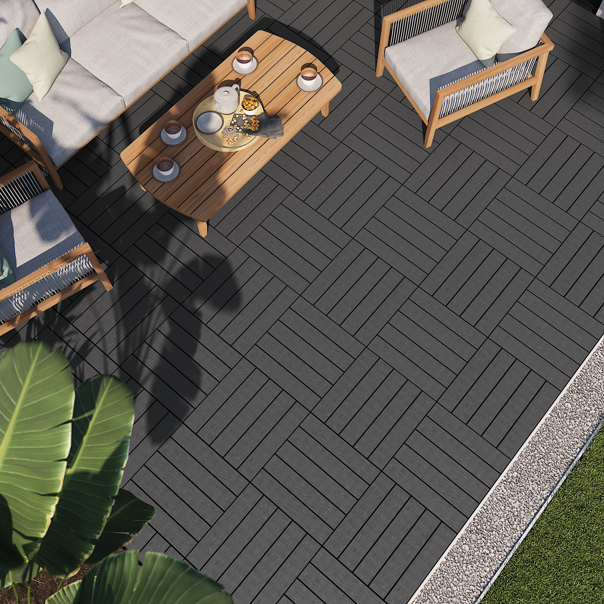Pack 4 Estrado 50x50x2,5 cm cinza escuro Serava Naterial - 7