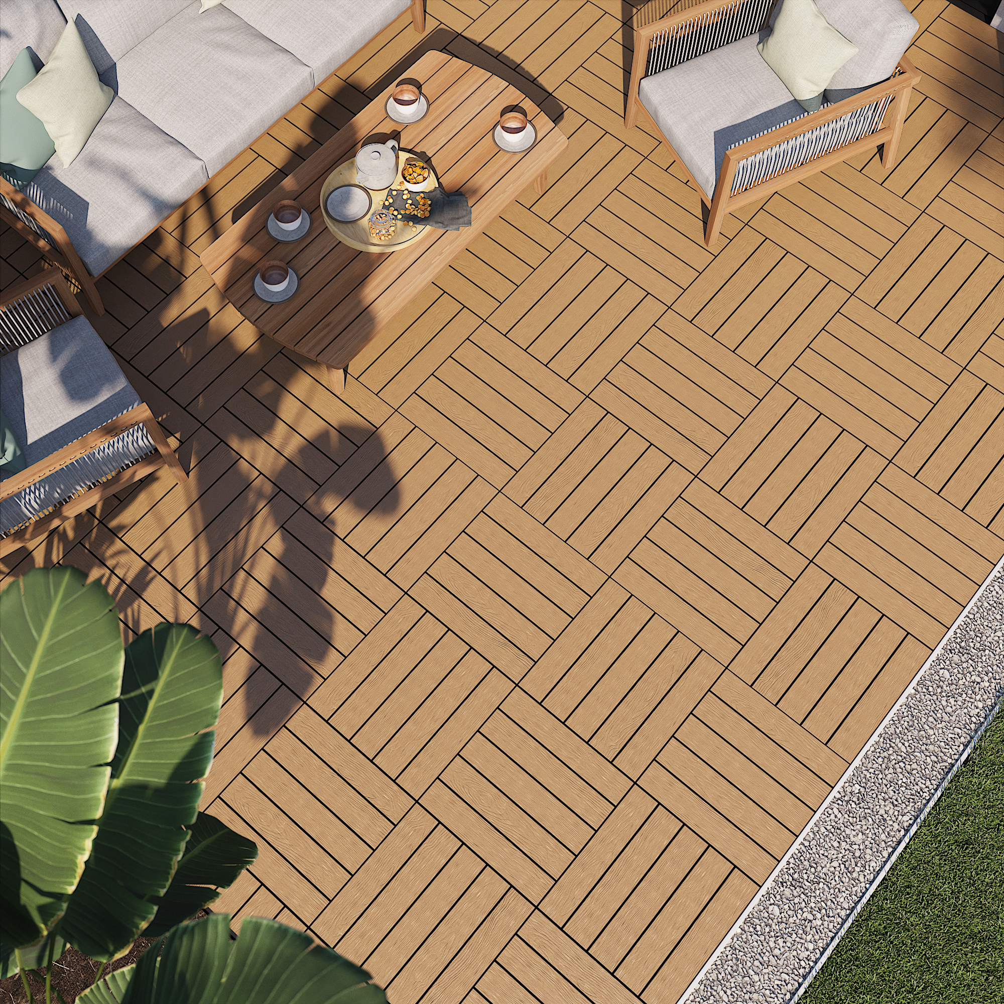 Pack 4 Estrado deck composite 50X50cm 25mm teka SERAVA NATERIAL - 7