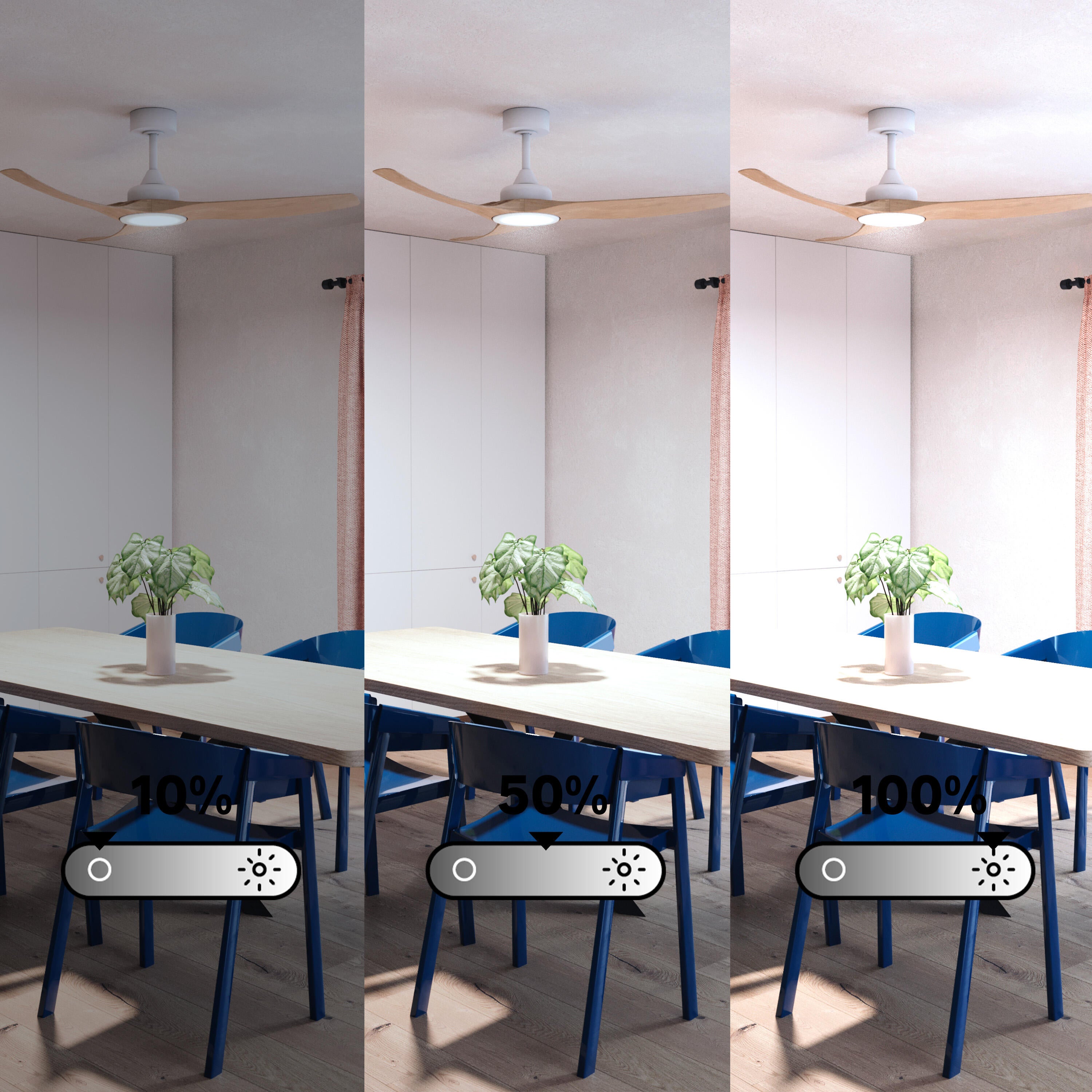 Ventilateur de plafond LED connecté silencieux, Tokyo +, 132 cm, INSPIRE, bois - 4