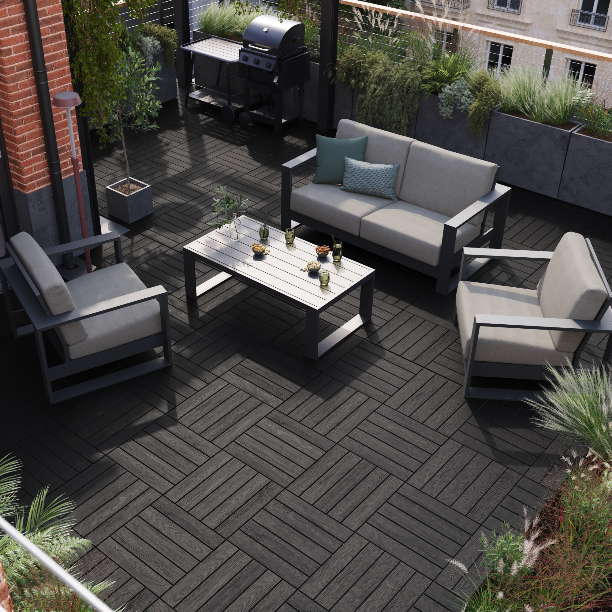 Cadeirão de jardim com almofada cinza escuro Athena Naterial - 4