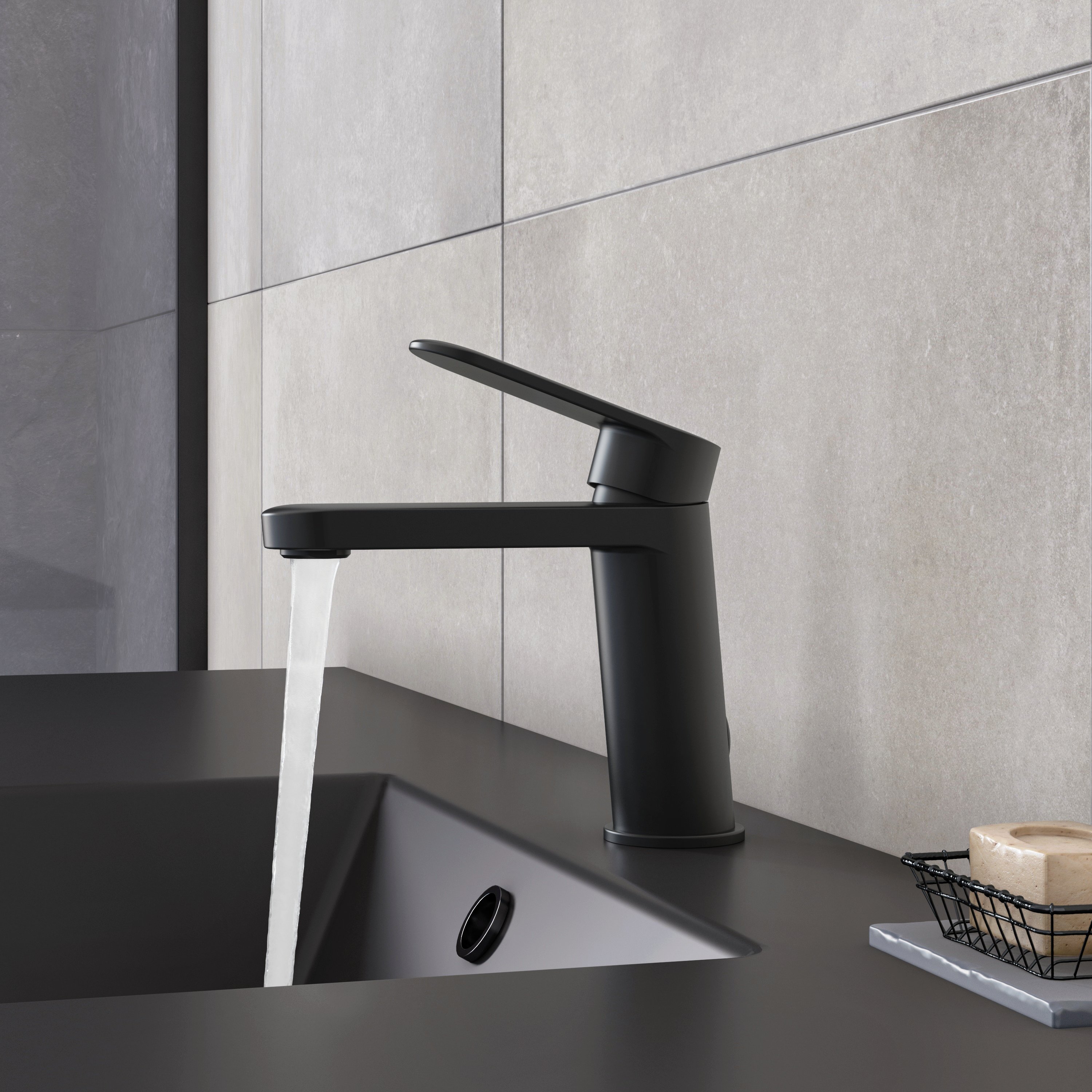 Bateria umywalkowa czarny mat Icone Sensea