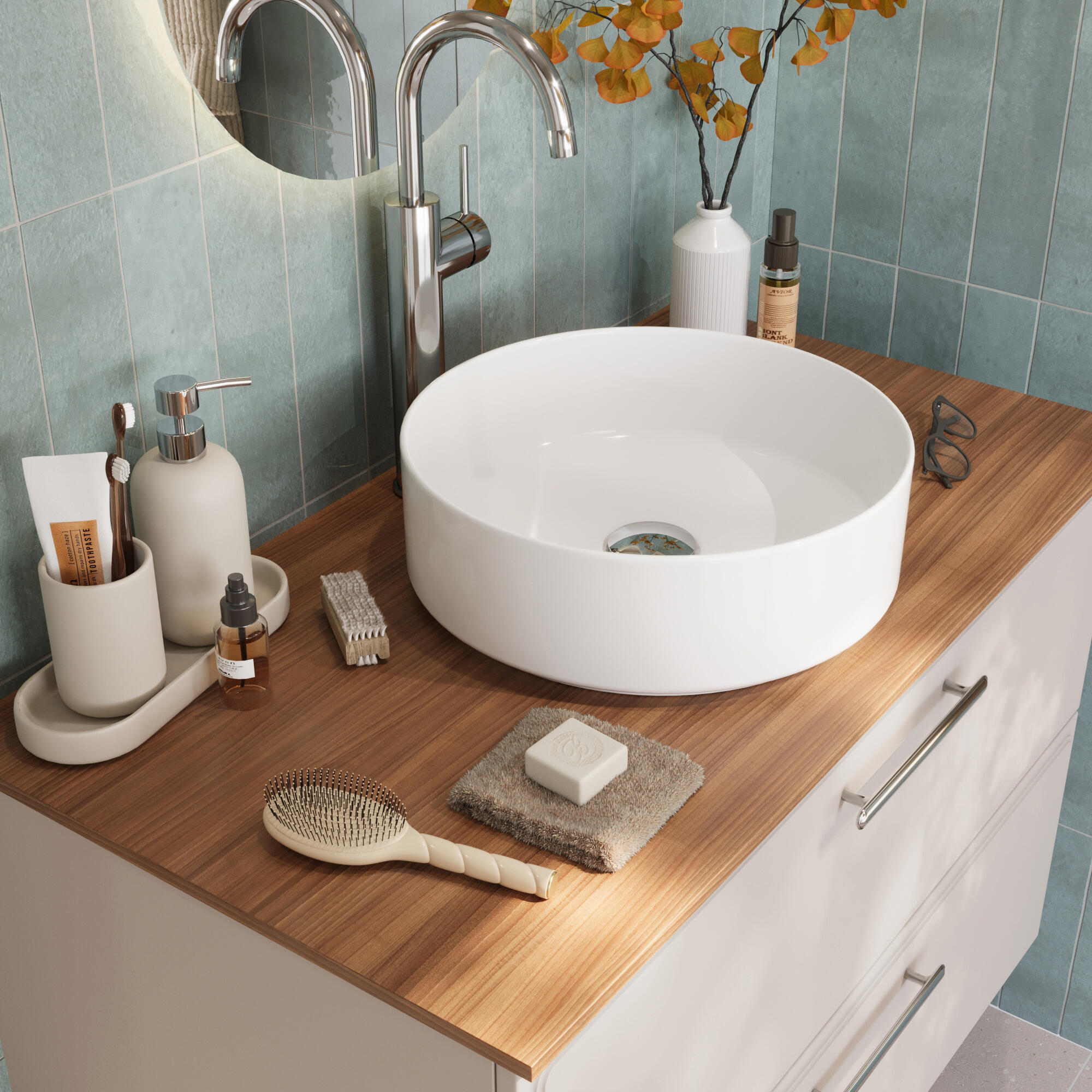 Vasque à poser céramique rond Studio Diam.37 cm blanc brillant - 2