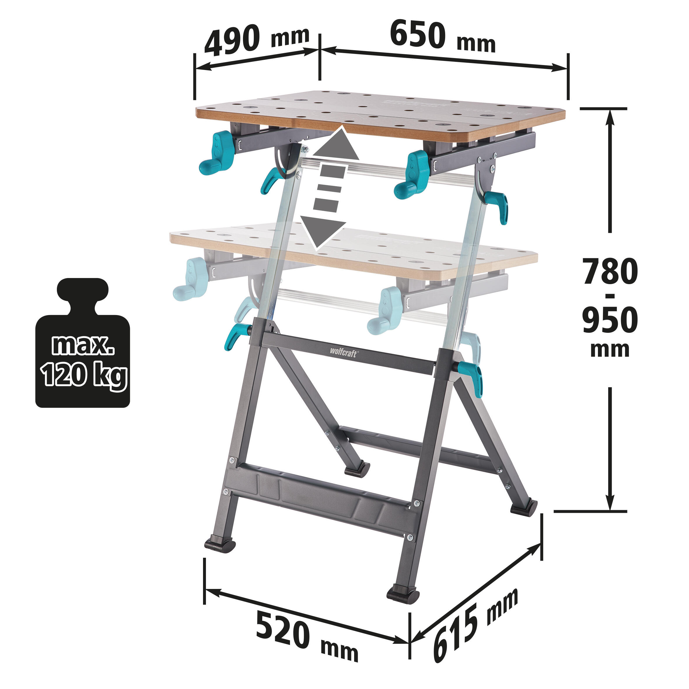 Bancada de fixação e de trabalho desdobrável Wolfcraft Master 650 Ergo - 9