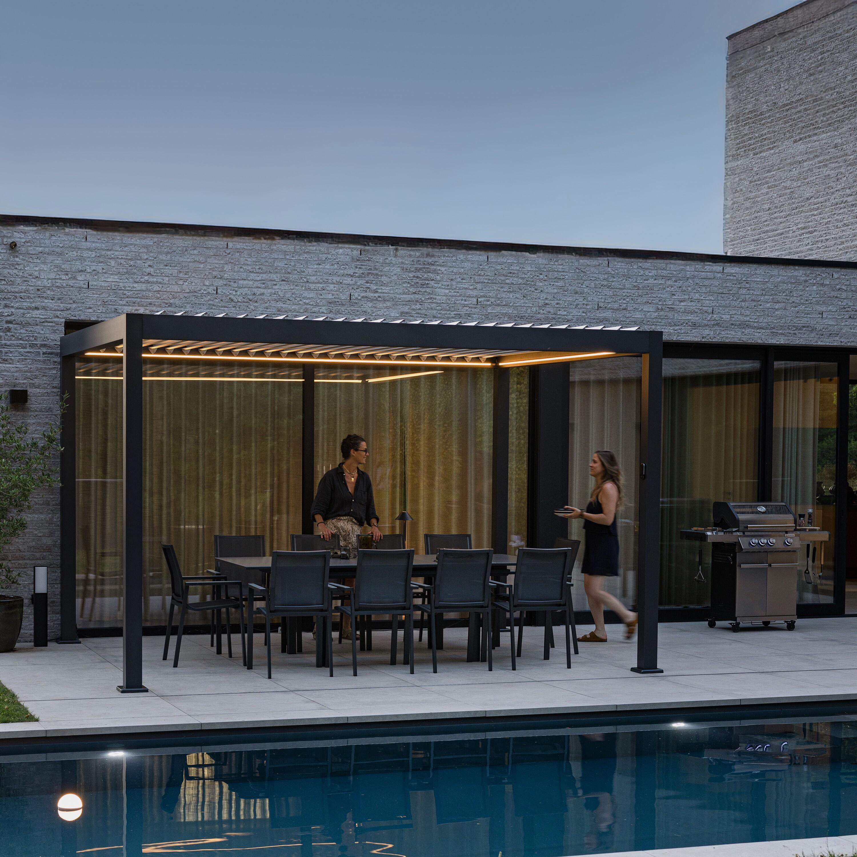 Pergola bioclimatica 3x4m motorizzata in alluminio, antracite, con illuminazione LED - Clima Astra NATERIAL - 13