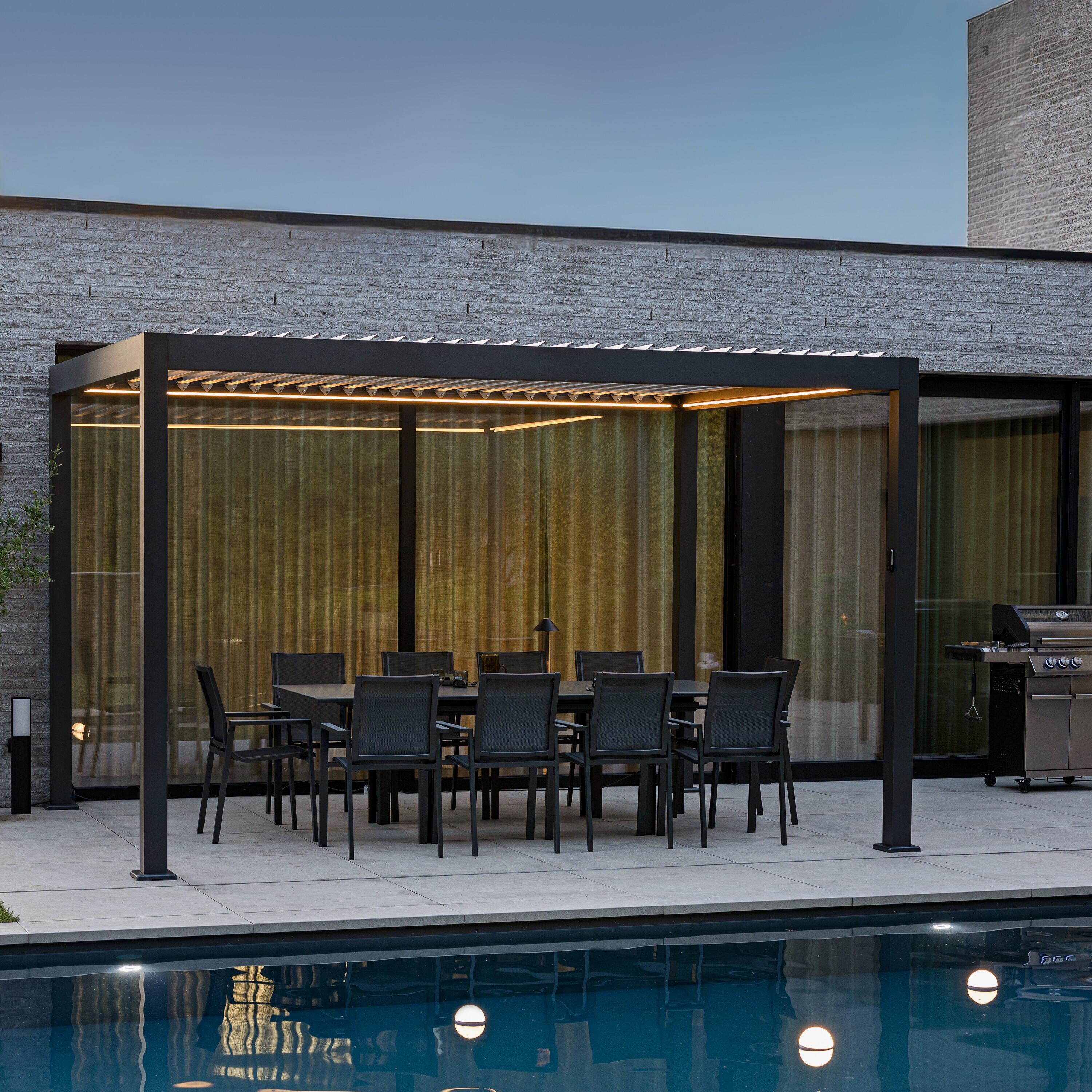 Pergola bioclimatica 3x4m motorizzata in alluminio, antracite, con illuminazione LED - Clima Astra NATERIAL - 8