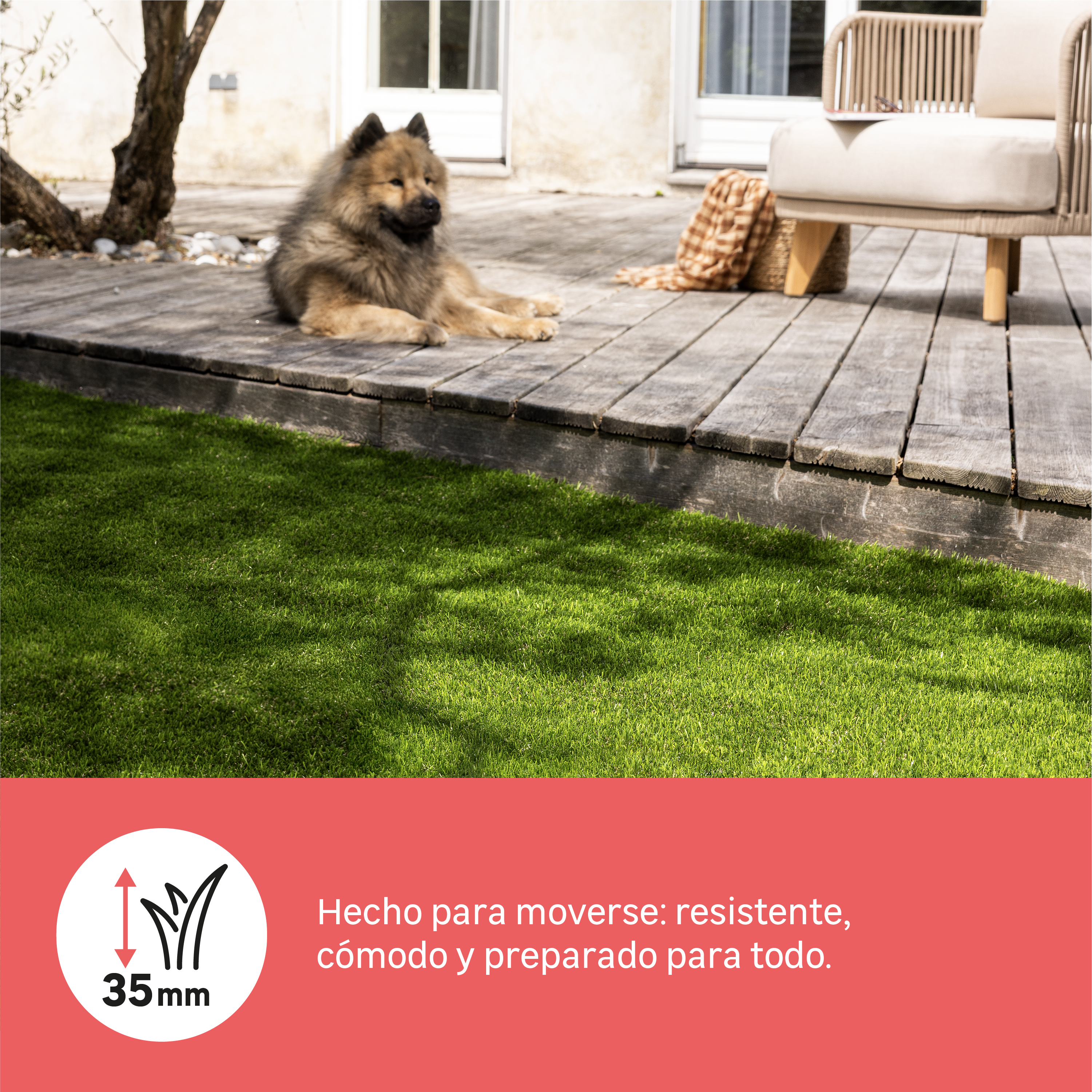 Rollo césped artificial NATERIAL Panamá 1x5m 35 mm de altura de fibras y 16800 puntadas m² - 15