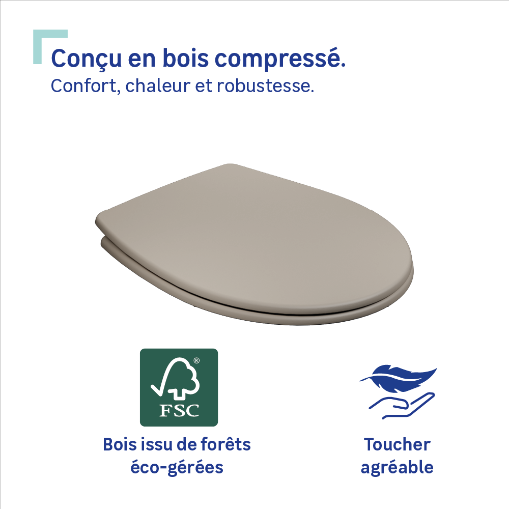 Abattant frein de chute en bois trench Purity SENSEA - 6