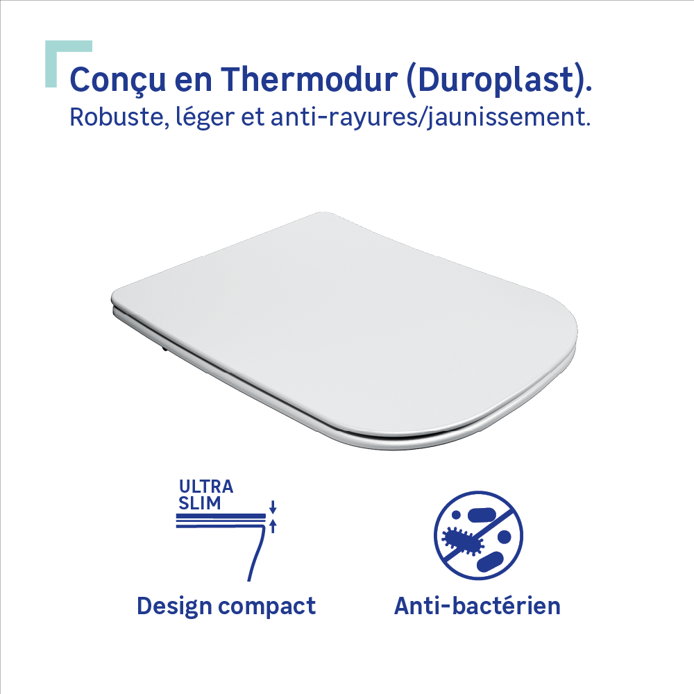 Abattant frein de chute forme carré blanc Remix SENSEA - 6