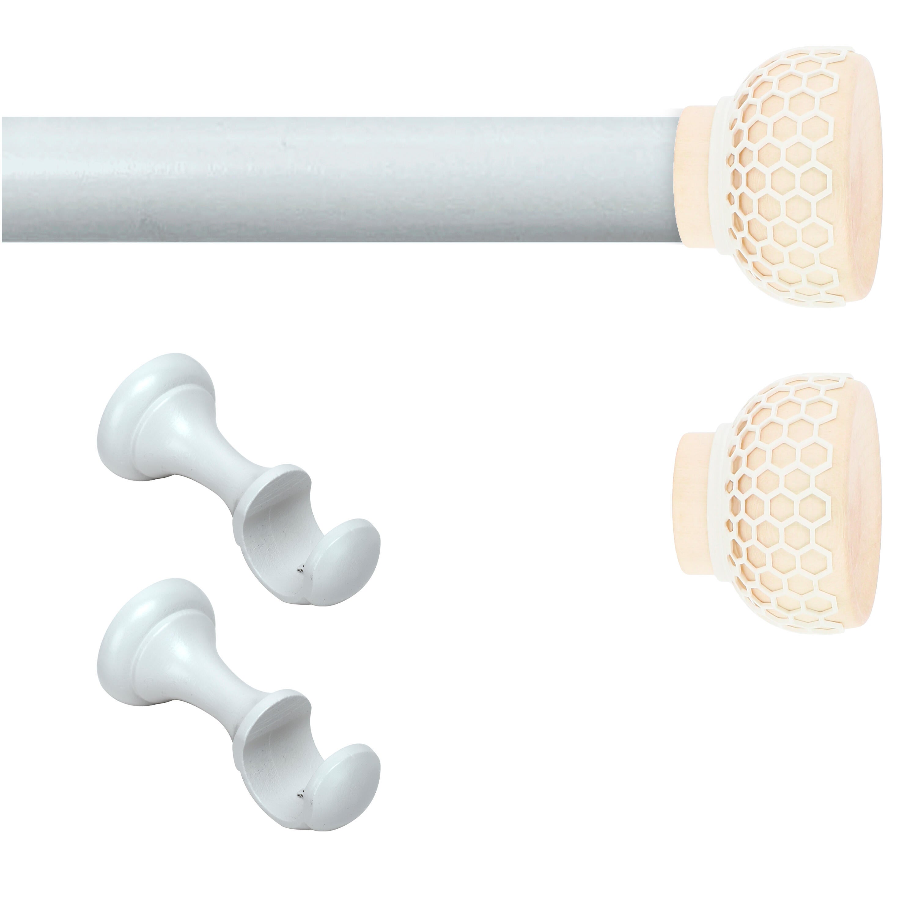 Set 1 barra de madera diámetro 28mm blanco a pared soporte abierto 2 m inspire alveolo