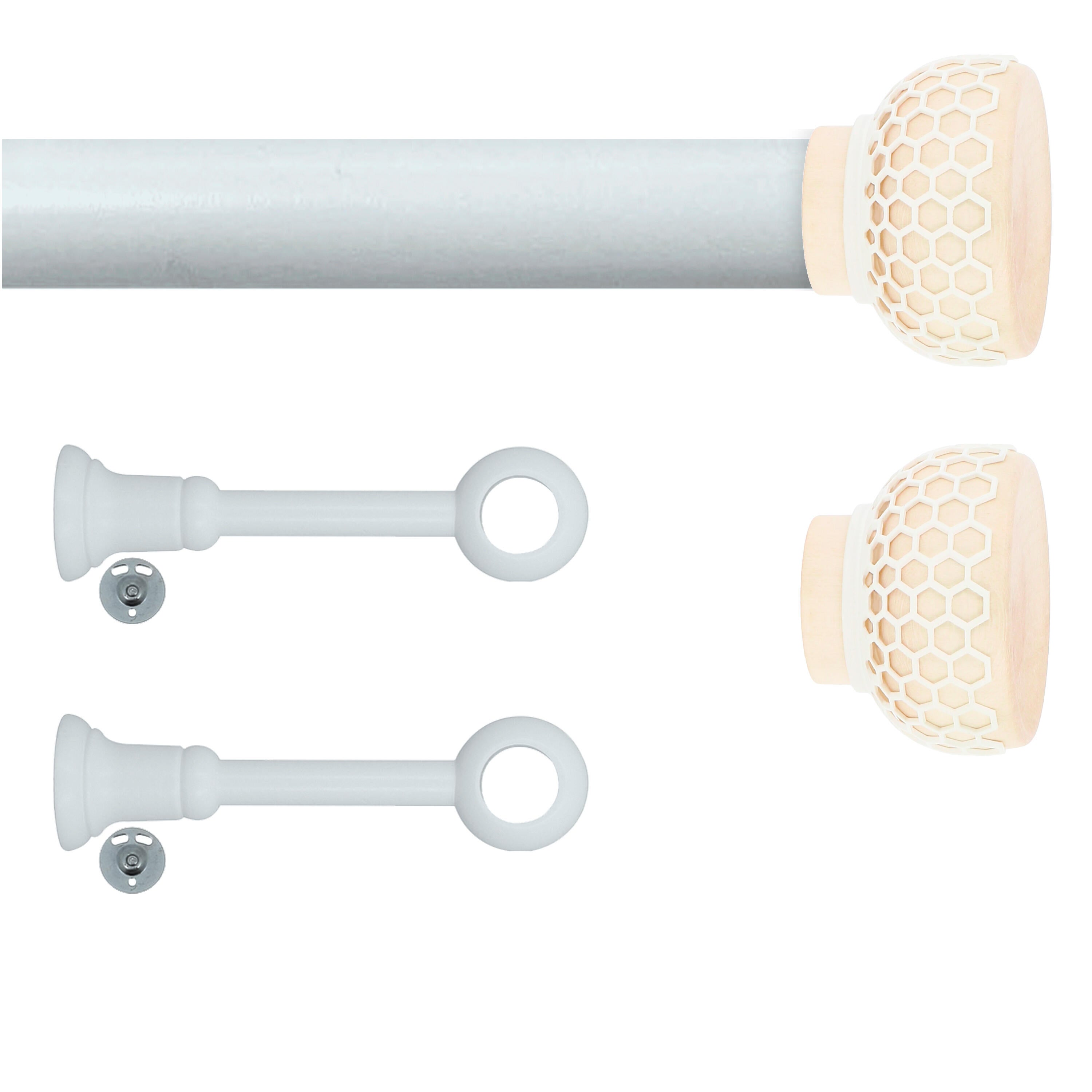 Set 1 barra de madera diámetro 28mm blanco a pared soporte ajustable 2.5 m inspire alveolo